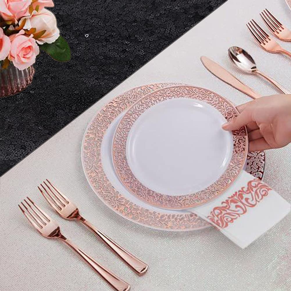 Fyledaee Black Sequin Table Runner 1Pack 12 X 108 Inch Long Table Runners,Glitter Shiny Fabric Runner For Round Rectangle Table