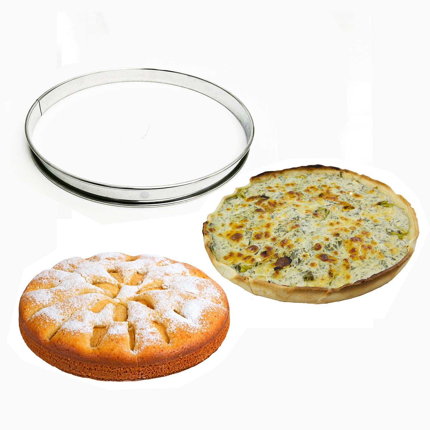Newlineny Stainless Steel 5 Pcs Double Rolled Edges Circular Round Tart Rings, Pastry Muffin Molding Plating, Set Of 5 : 1 X (28