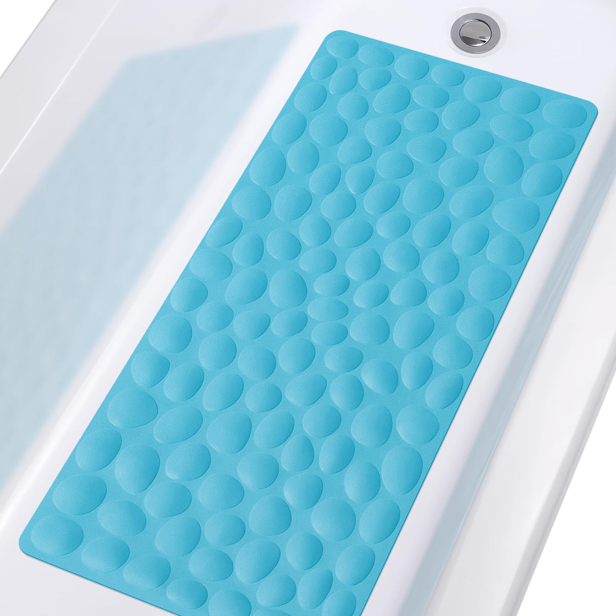 Non-Slip Bathtub Mat Othway Soft Rubber Bathroom Bathmat With Strong Suction Cups (Blue)