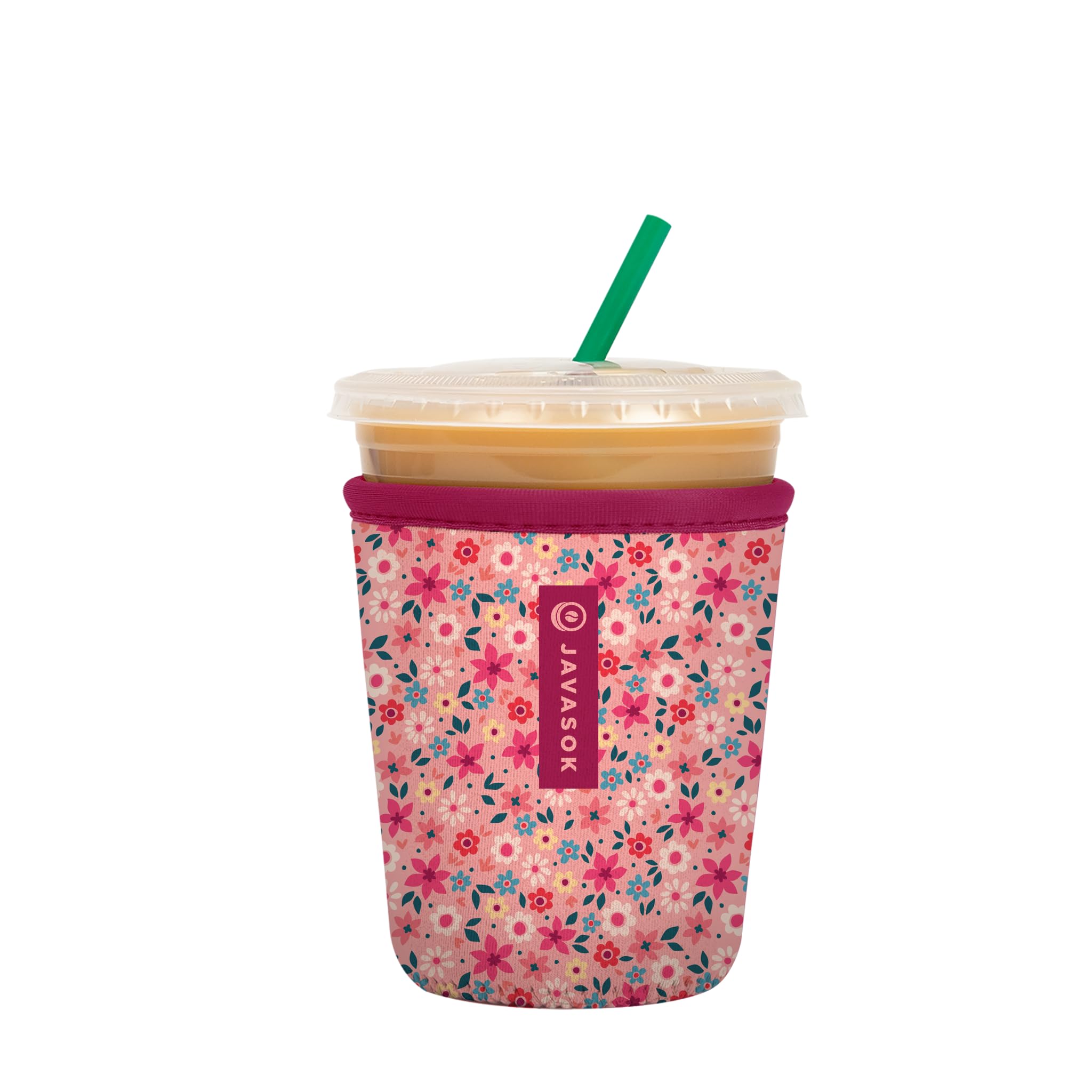 Sok It Java Sok Iced Coffee & Cold Soda Insulated Neoprene Cup Sleeve (Spring Bouquet, Small: 16-20oz)