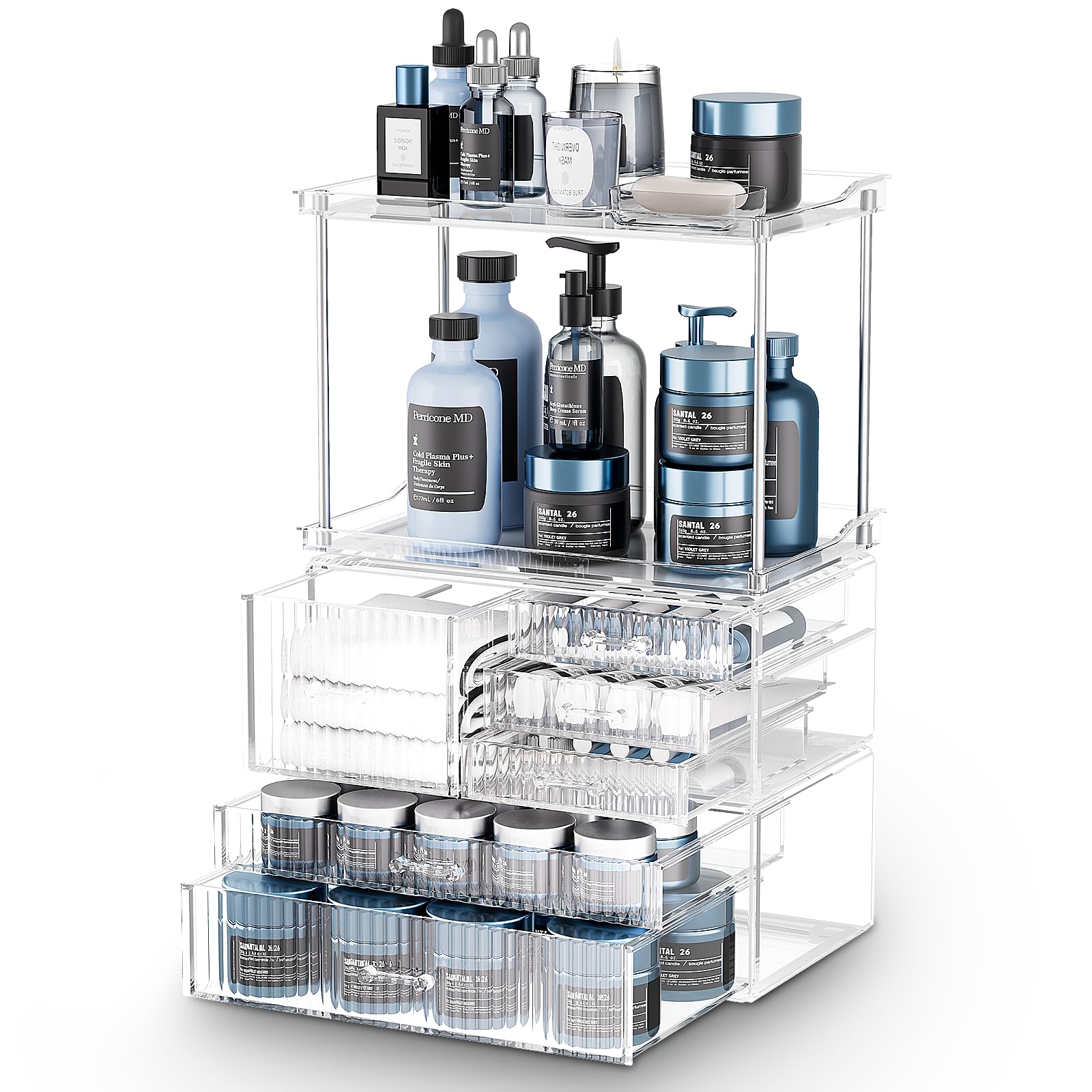 Acina Bathroom Countertop Organizers and Storage: 2-Tier 6-Drawer Makeup Organizer Countertop, Easy to Install, Ideal for Bathro