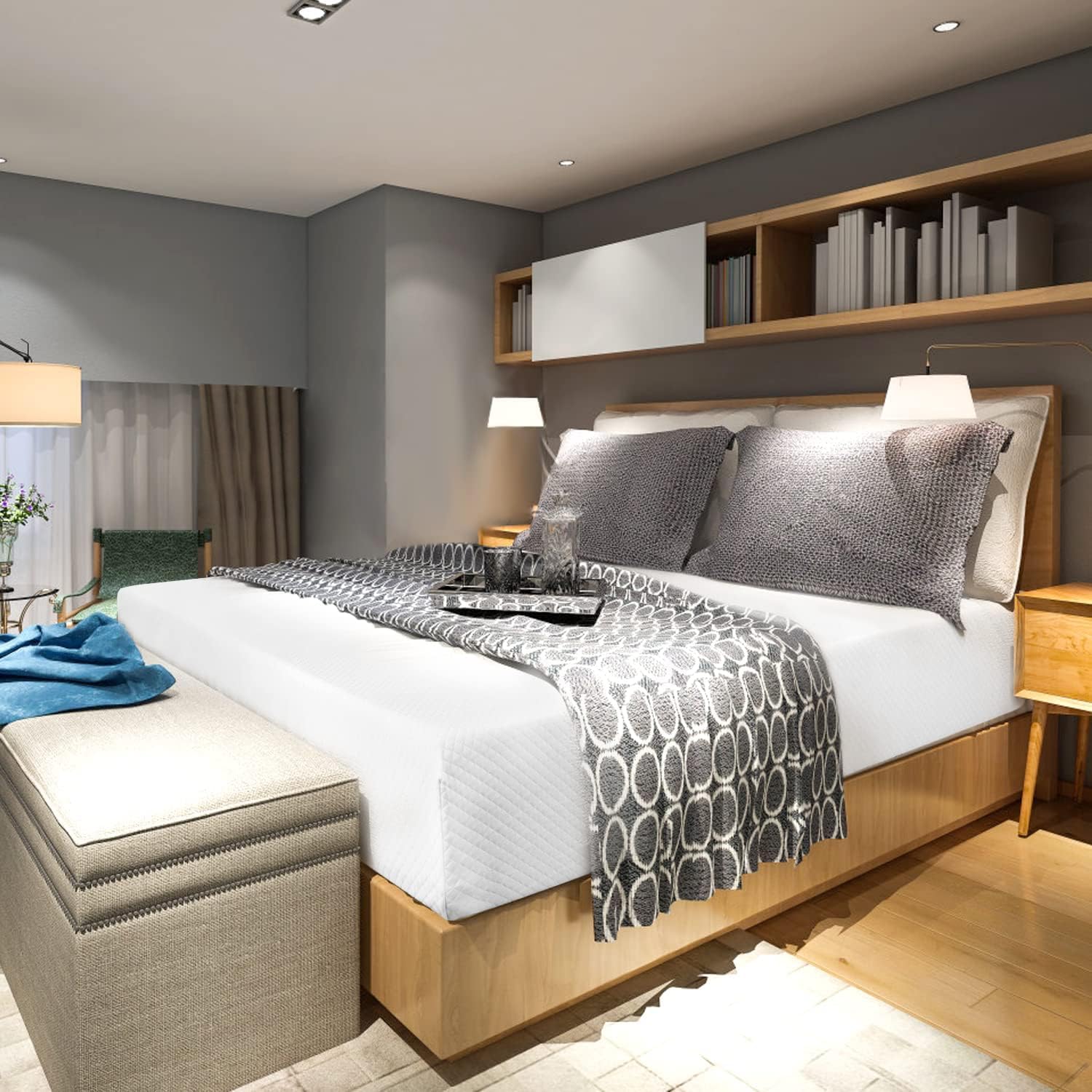 Nchanmar 10 Inch King Gel Memory Foam Mattress Pressure Relieving, Cooling Gel Foam, Certipur-Us Certified, Bed-In-A-Box, White