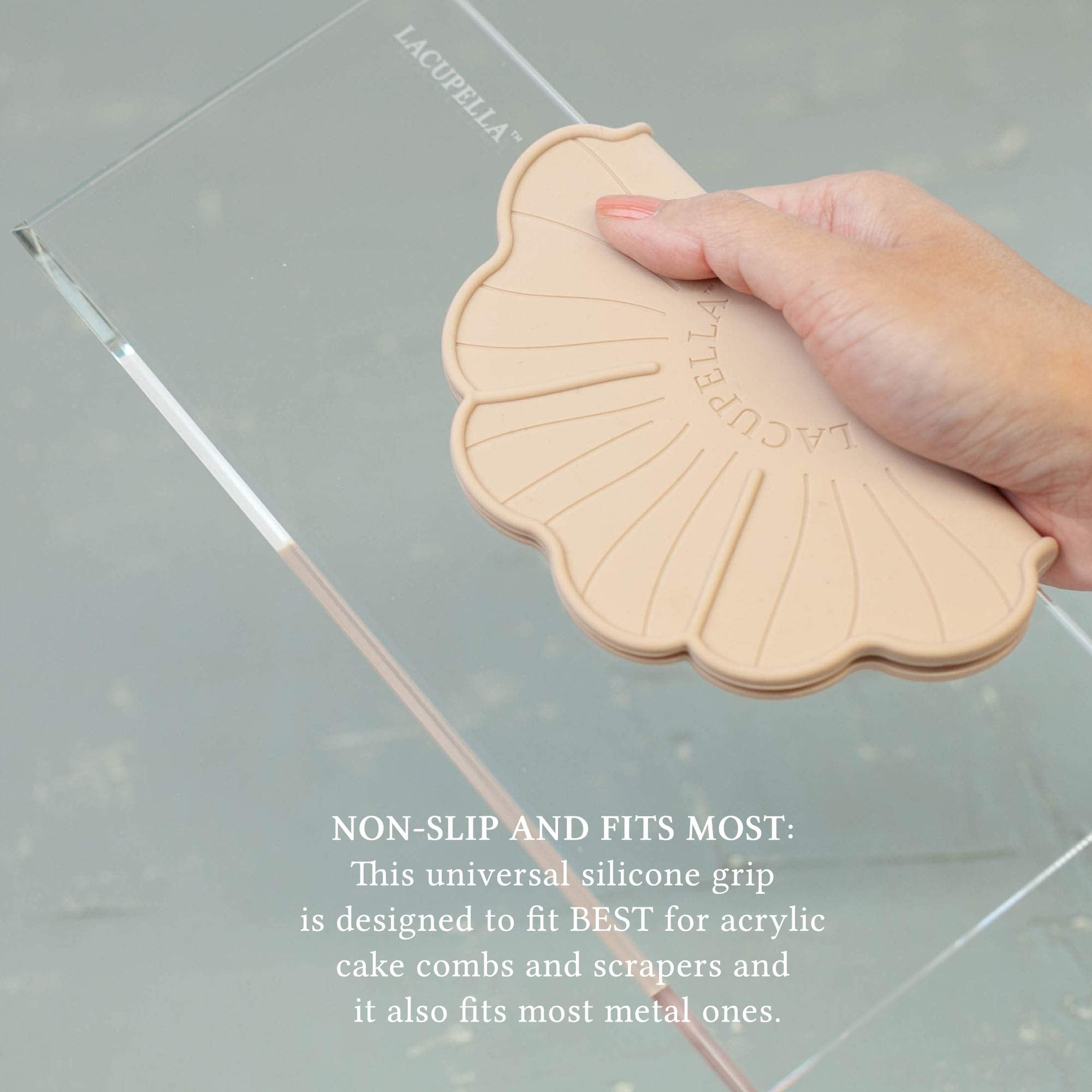 Lacupella Cake Decorating Comb Scraper Shaper For Buttercream Icing And Ganache 12'' Tall Set Of 3 Patterns (Comb Silicone Grip)
