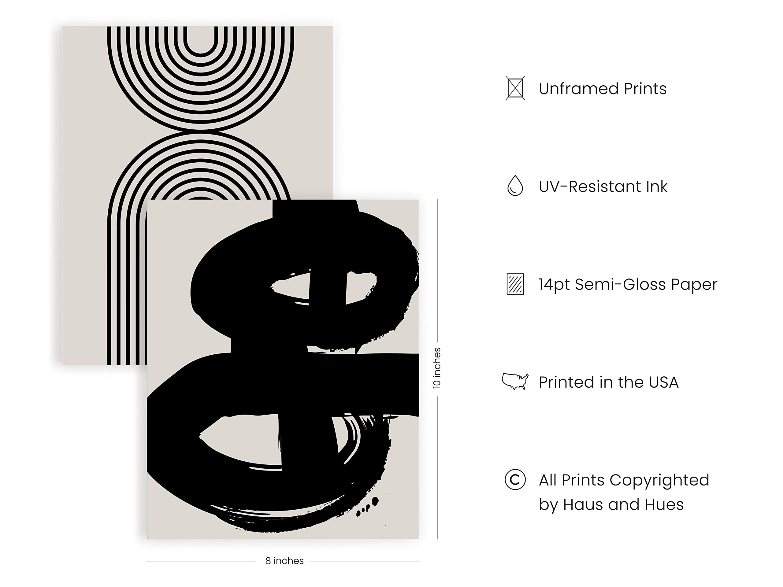 Haus And Hues Black Abstract Painting Aesthetic - Set Of 6, Modern Abstract, Black And Gray, One Line Abstract Art, Geometric Pr