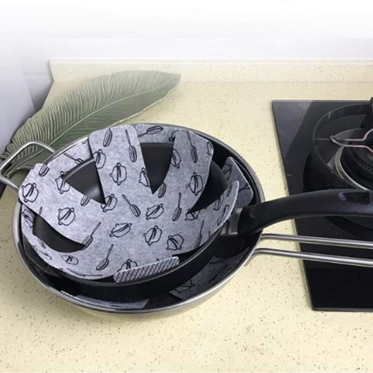 Acronde 12Pcs Pot & Pan Protectors Cookware Protector Set Divider Pads To Prevent Scratching, Separate And Marring, 3 Sizes-15/1