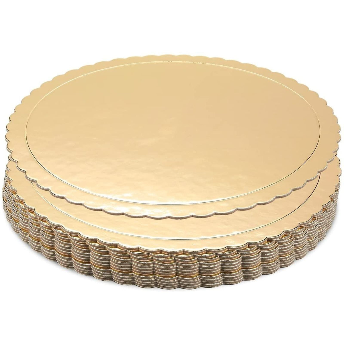Juvale 12-Pack 10 Inch Round Cake Board, Gold Scalloped Cake Boards For Weddings, Birthdays, Baking And Desserts, Grease-Proof P