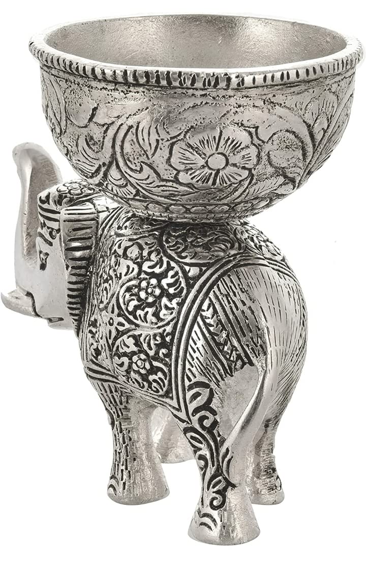 LABHCART Brass Elephant Urli Bowl Ethnic Design Uruli Pot for Home Decor Floating Flowers Candle Lamps Temple