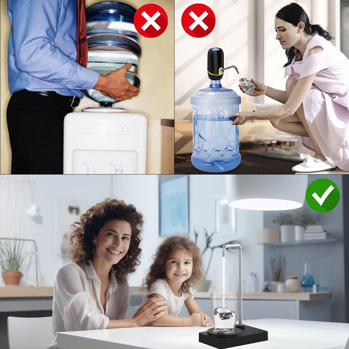 Desk Water Dispenser- Intelligent Desktop Water Bottle, Automatic Water Pump For Universal Bottle Water Dispenser Usb Charging J