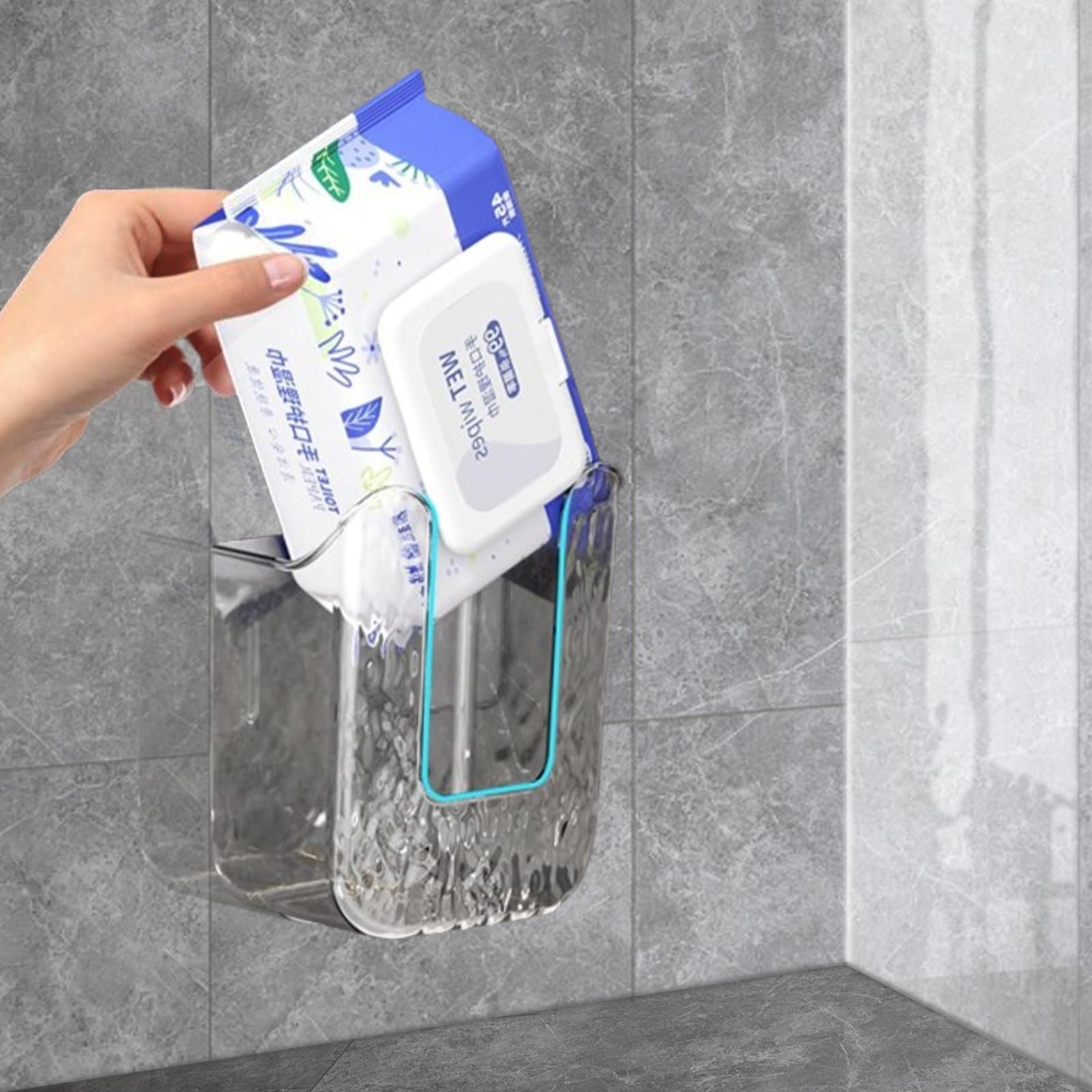 Xanadued Kitchen Wipes Storage, Flushable Wipes Holder For Bathroom, Wall-Mounted Tissue Box, Non-Slip Flushable Wipes Holder, W
