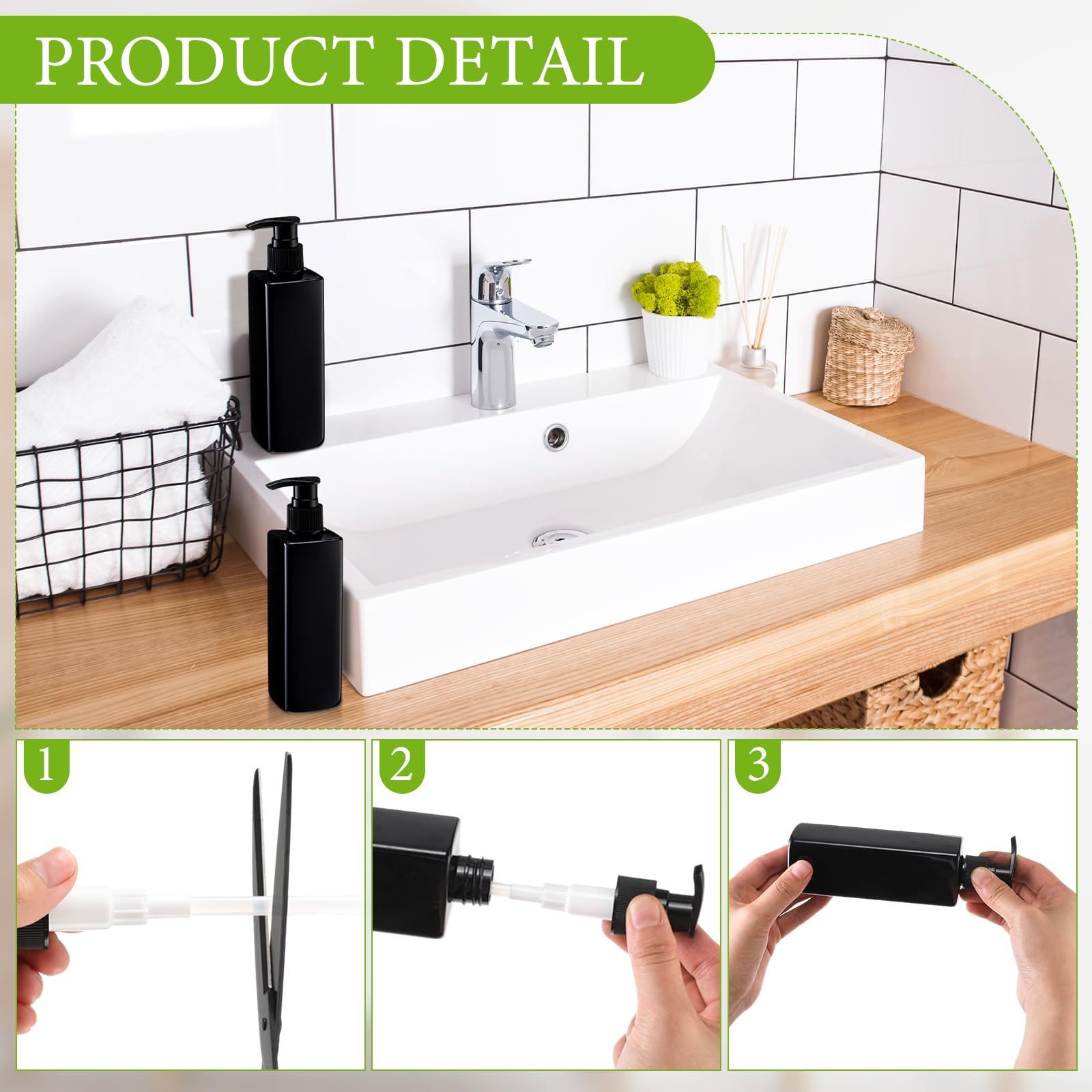 Chunful 24 Pcs Soap Dispensers Plastic Pump Bottles 8.5 oz Refillable Dishwashing Liquid Dispenser with Pump Leakproof Empty Lot