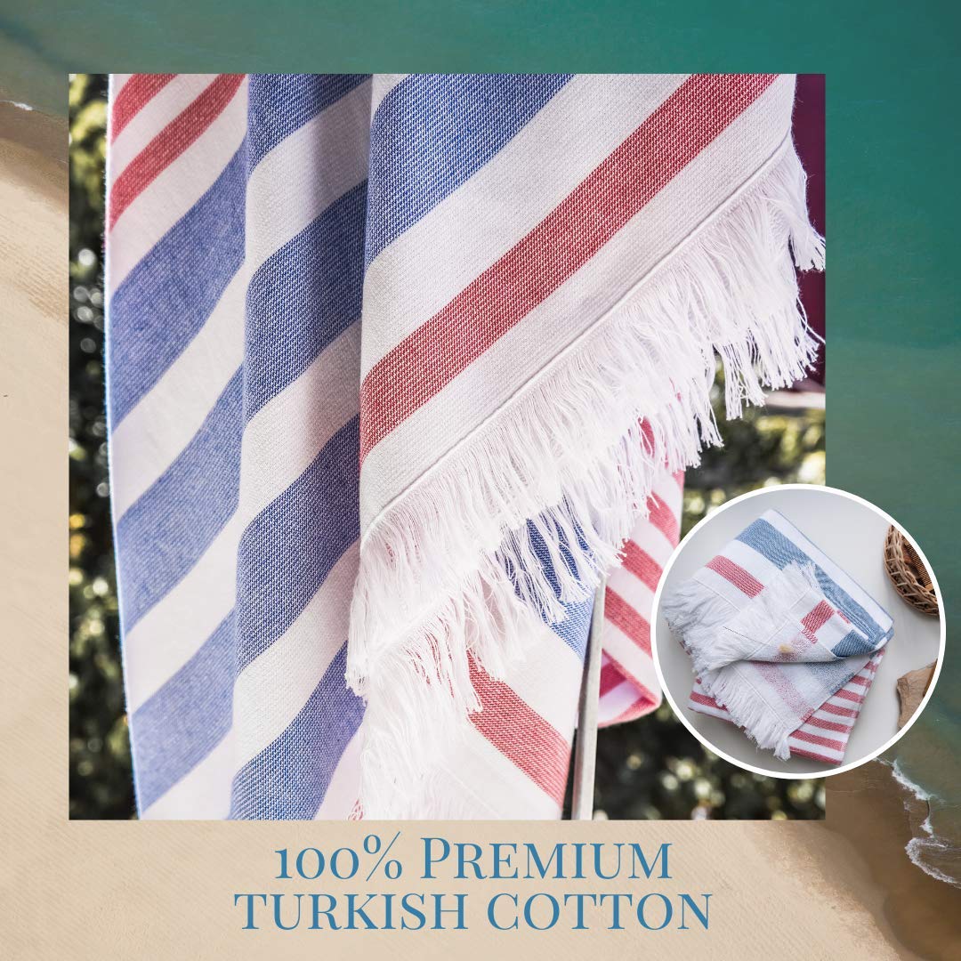 Luzia Striped Peshtemal Multi-Use Towel - Beach, Pool And Bathroom (Single, 40 X 70 Inches) 100% Turkish Cotton, Premium, Stylis