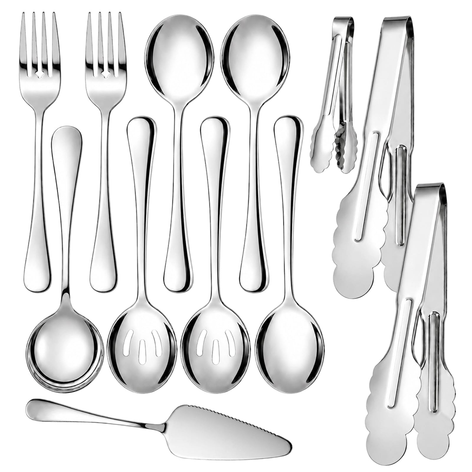 ZLMTZDJD 12Pc Silver Serving Utensils Set, Serving Spoons for Buffet