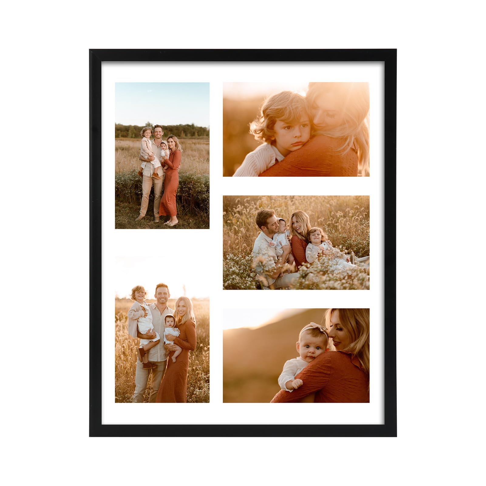 PHAREGE 5 Openings 4x6 Picture Frame Collage Black, 11x14 Poster Frame, Display Family Wedding Photos Horizontal or Vertical on 