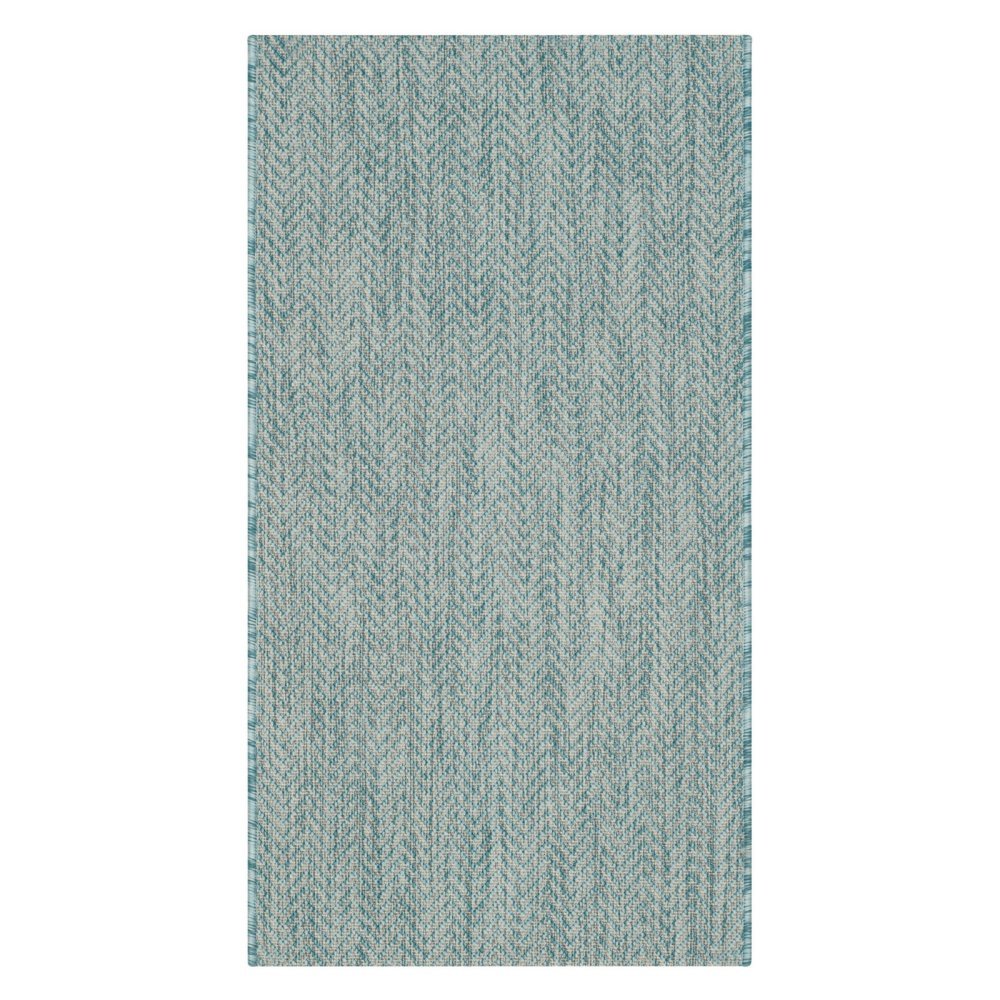 SAFAVIEH Courtyard Collection Area Rug - 8 x 11, Aqua & Grey, Non-Shedding & Easy Care, Indoor/Outdoor & Washable-Ideal for Pa