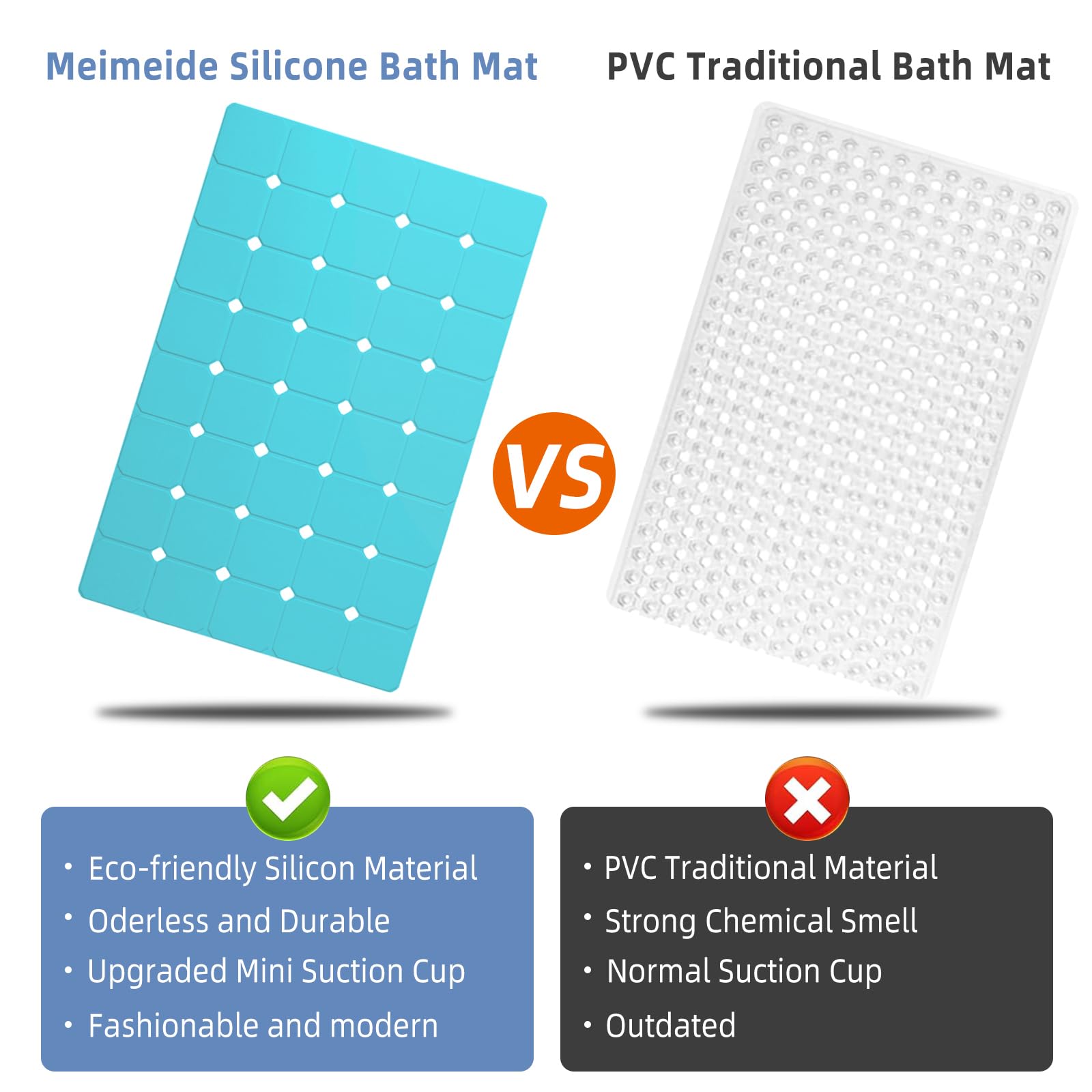 Bathtub Mat Non Slip Silicone Soft Odorless Bath Mat With Mini Suction Cups For Bath Tub Mat And Shower Mat Foldable And Machine