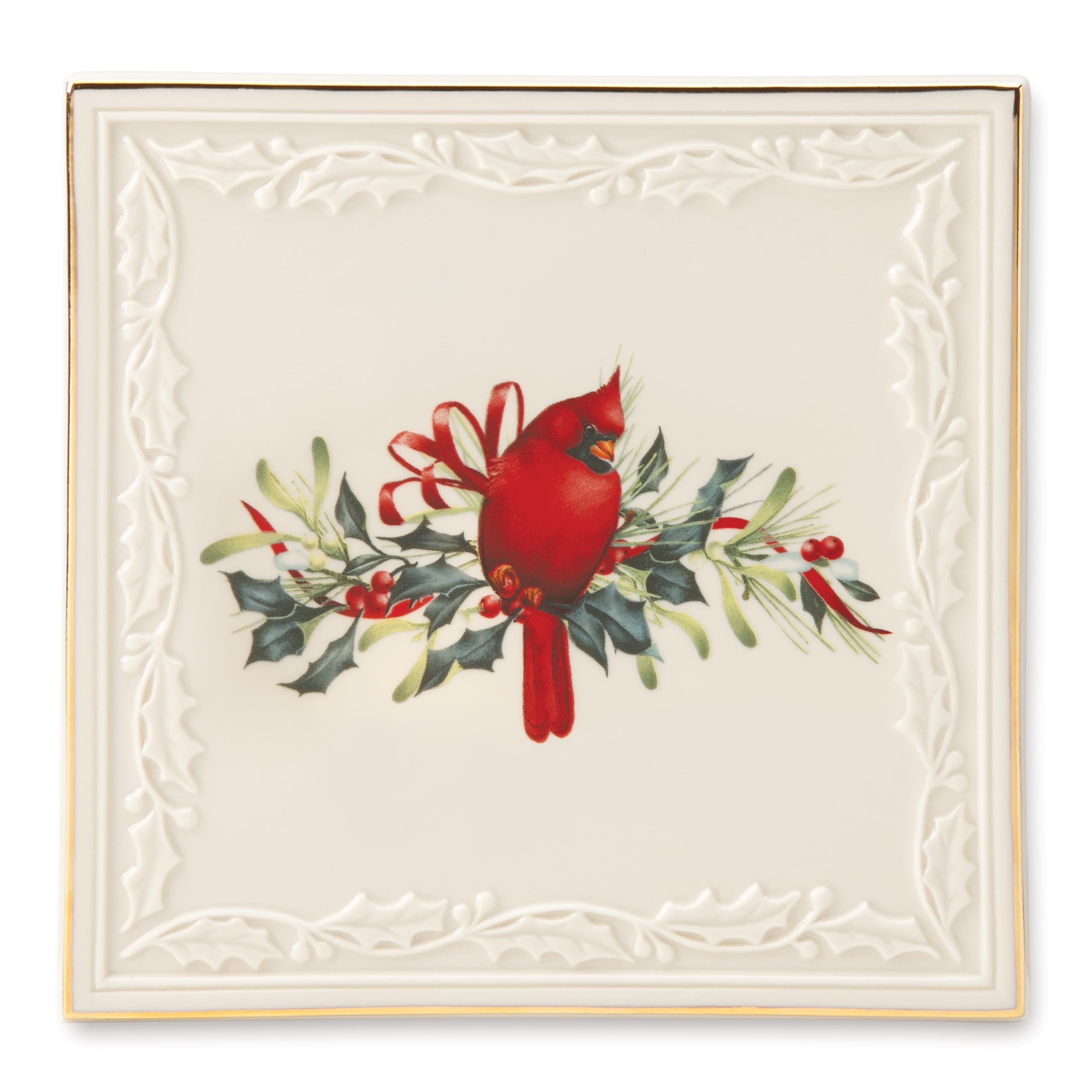 Lenox Winter Greetings Trivet, 0.85 Lb, Red & Green
