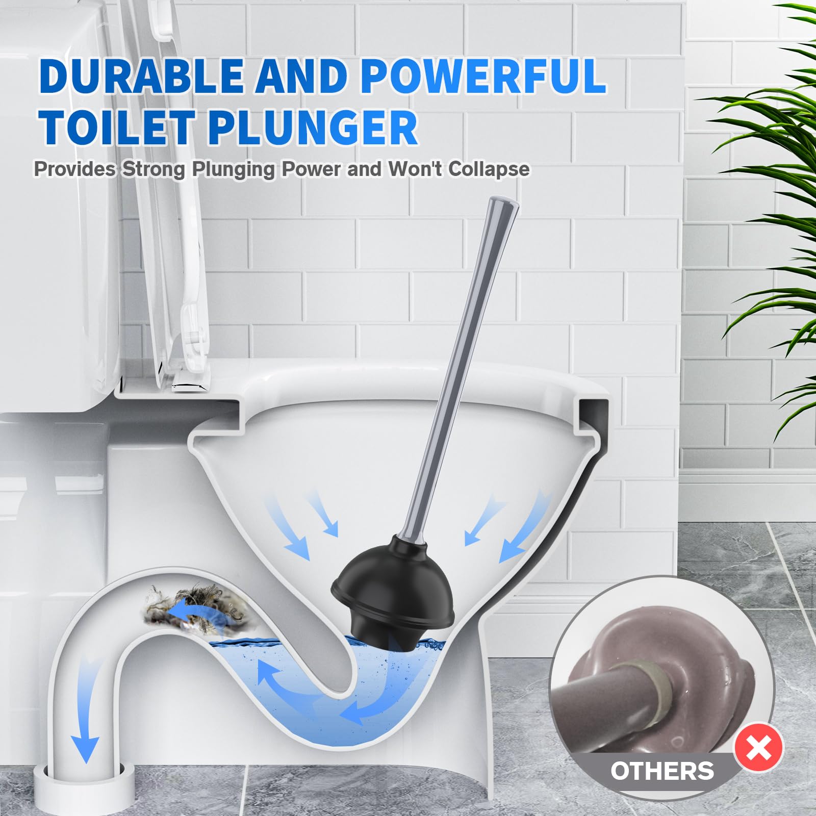 Lovloy Toilet Plunger And Brush, Bowl Brush And Heavy Duty Toilet Plunger Set With Ventilated Holder, 2-In-1 Toilet Brush And Pl