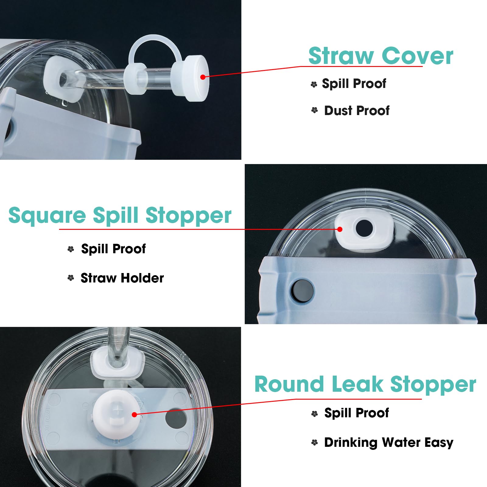 Airboat Silicone Spill Proof Stopper Set And Protective Boot For Stanley H1.0 40Oz 30Oz Tumbler, Leak Proof Straws Topper, Cover