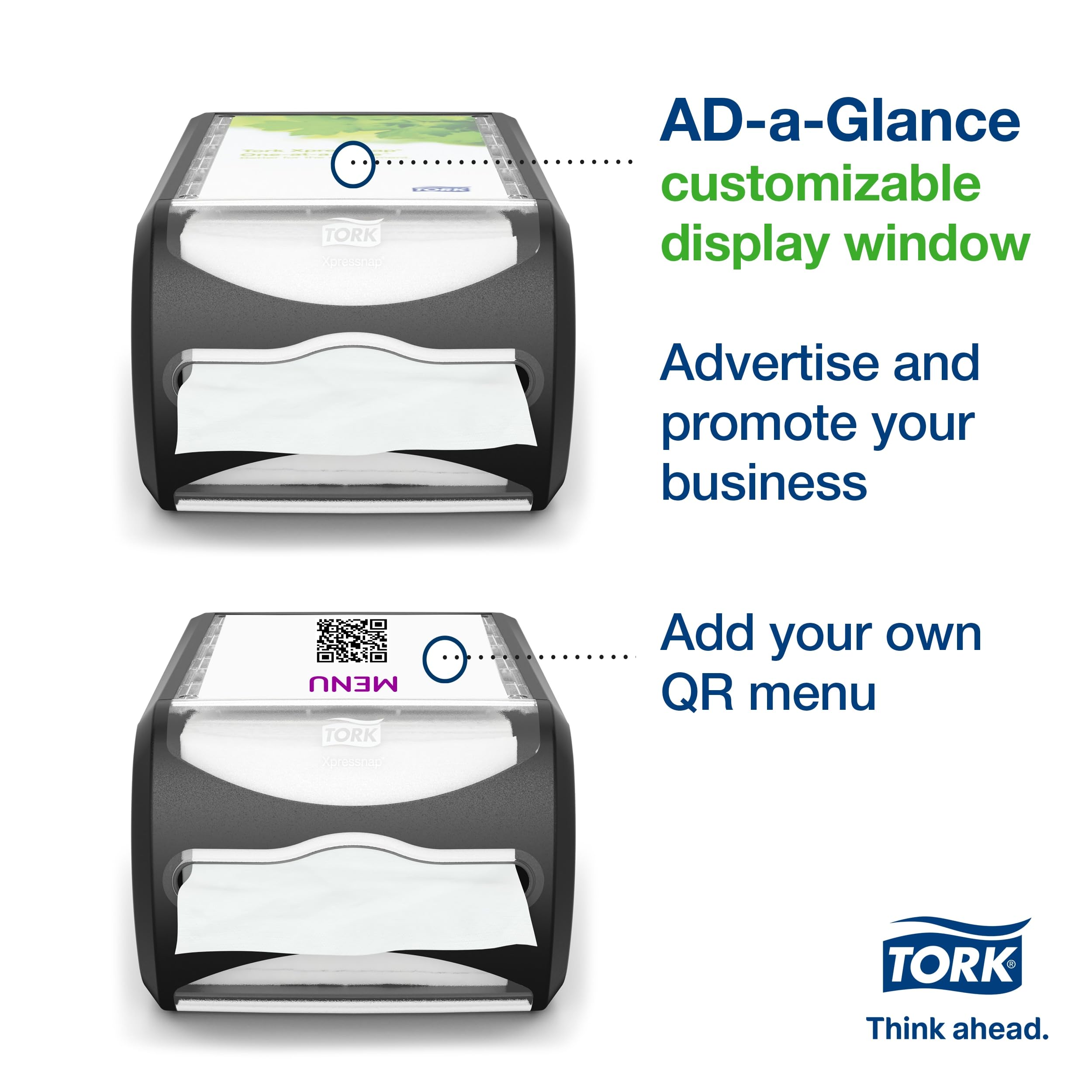Tork Xpressnap Counter Napkin Dispenser Black N4, Versatile Design, Signature Range, 5.7'' X 7.5'' X 12.1'', 6432000