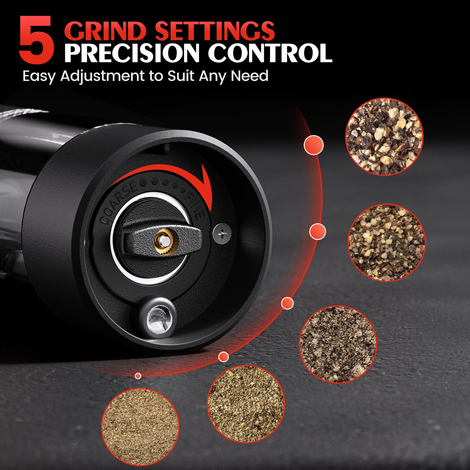 Electric Salt and Pepper Grinder Set Automatic Battery Pepper Mill Shakers Adjustable Coarseness Easy Filling Upgraded Larger Ca