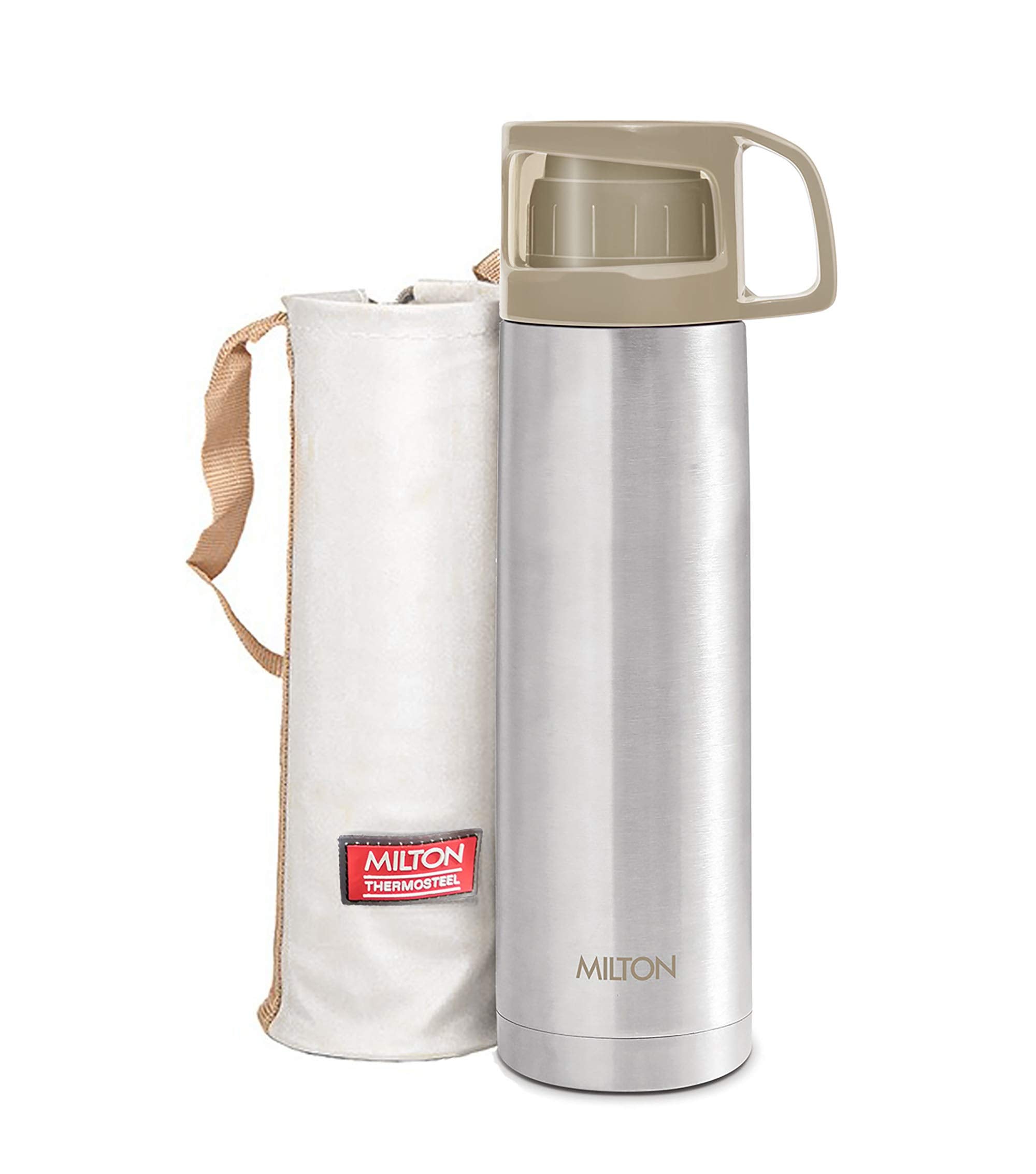 Milton Glassy 1000 Thermosteel Vacuum Insulated Flask with Jacket 1000 ml| 24 Hours Hot and Cold Water Bottle with Cup lid | Dou