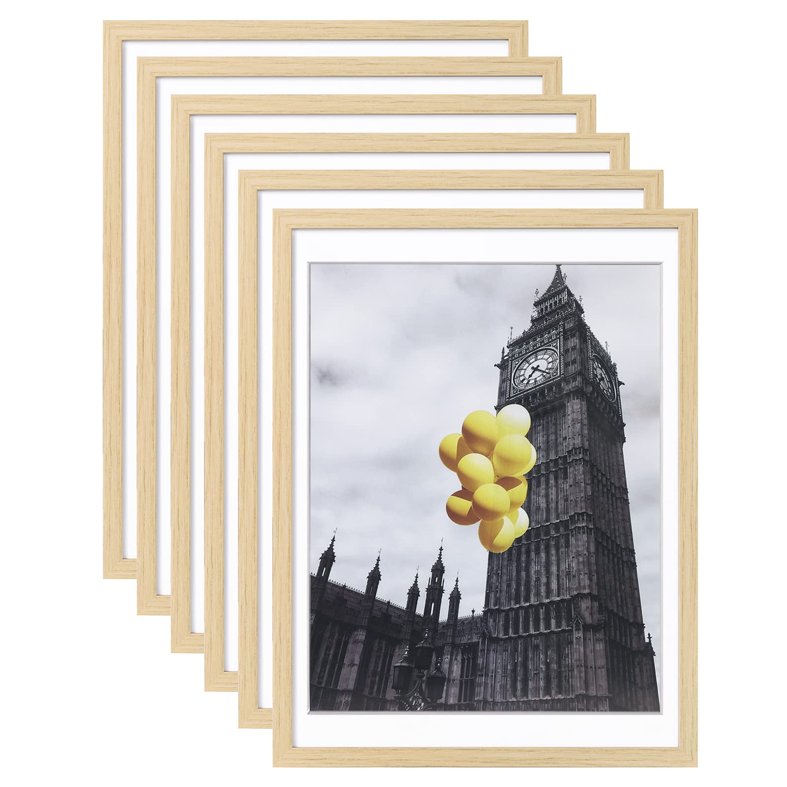 BSRHOME Picture Frame, Set of 6 12x16 Natural Wood, Poster Frame with Plexiglass, Tabletop & Wall Mount, Ideal Gift for Any Occa