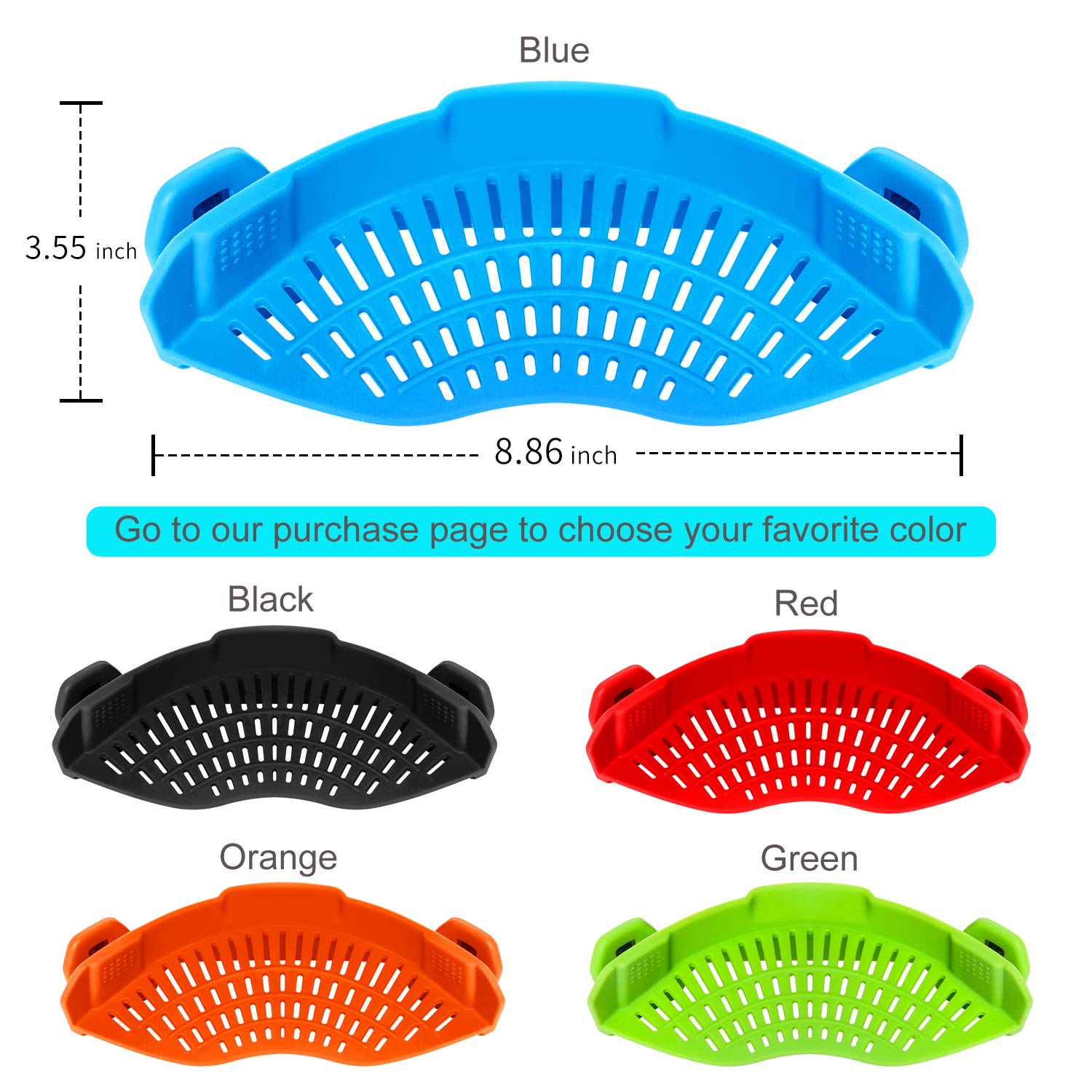 Clip On Strainer Silicone For All Pots And Pans,Pasta Strainer Clip On Food Strainer For Meat Vegetables Fruit Silicone Kitchen