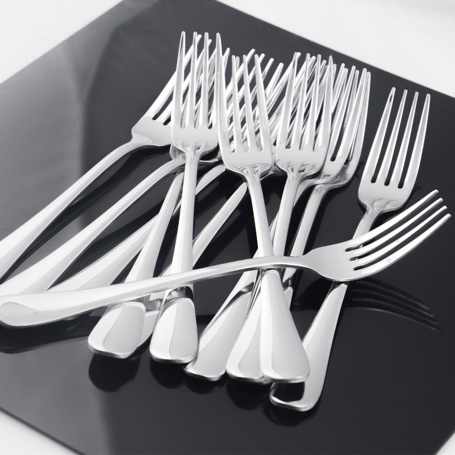 Lazooy Stainless Steel Dinner Forks Rustproof Silverware Dinner Table Fork For Dessert Lightweight Dishwasher Safe, Set Of 8