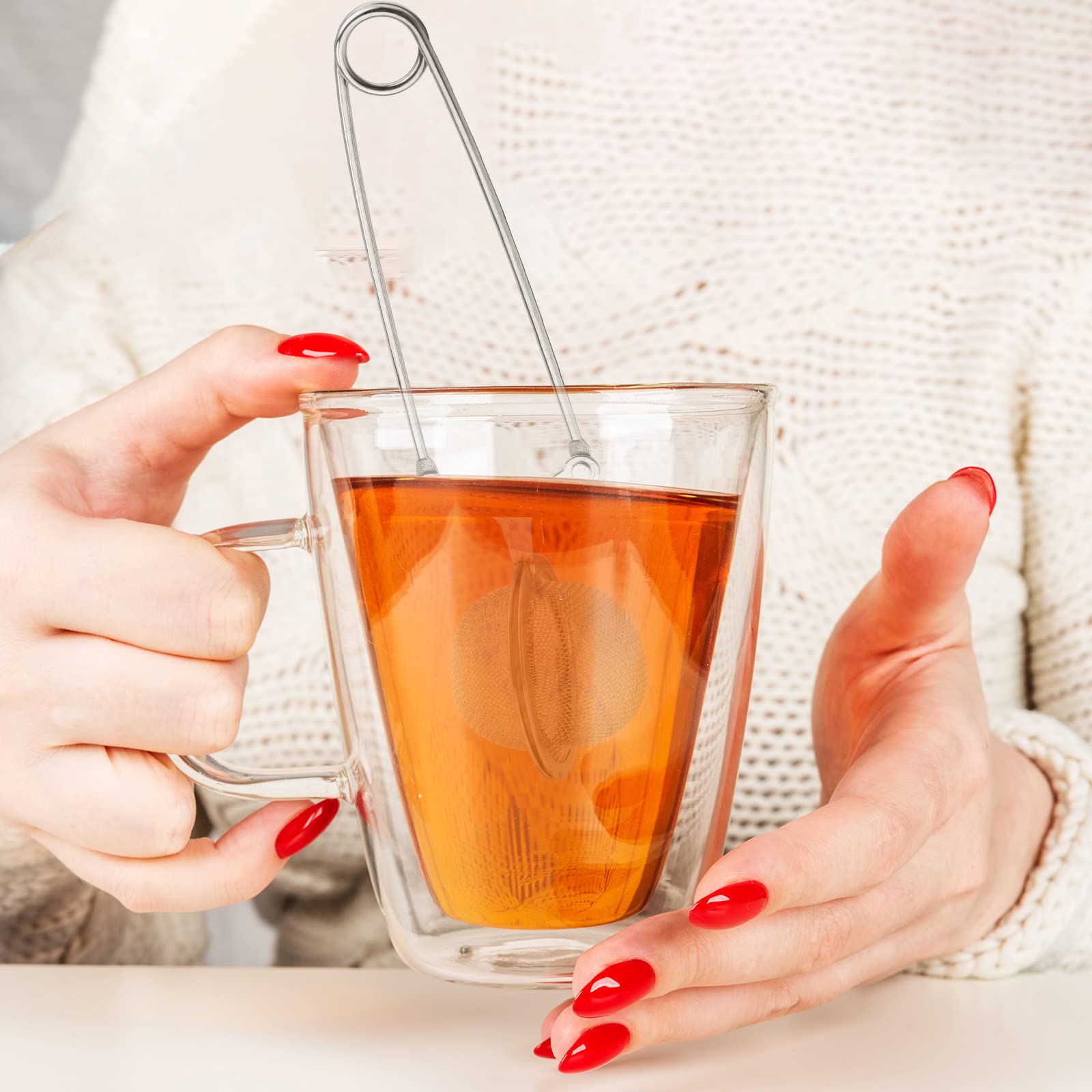 Yinder 20 Pcs Loose Leaf Tea Infuser Stainless Steel Mesh Snap Tea Ball With Handle Tea Strainers Metal Tea Filter Reusable Tea