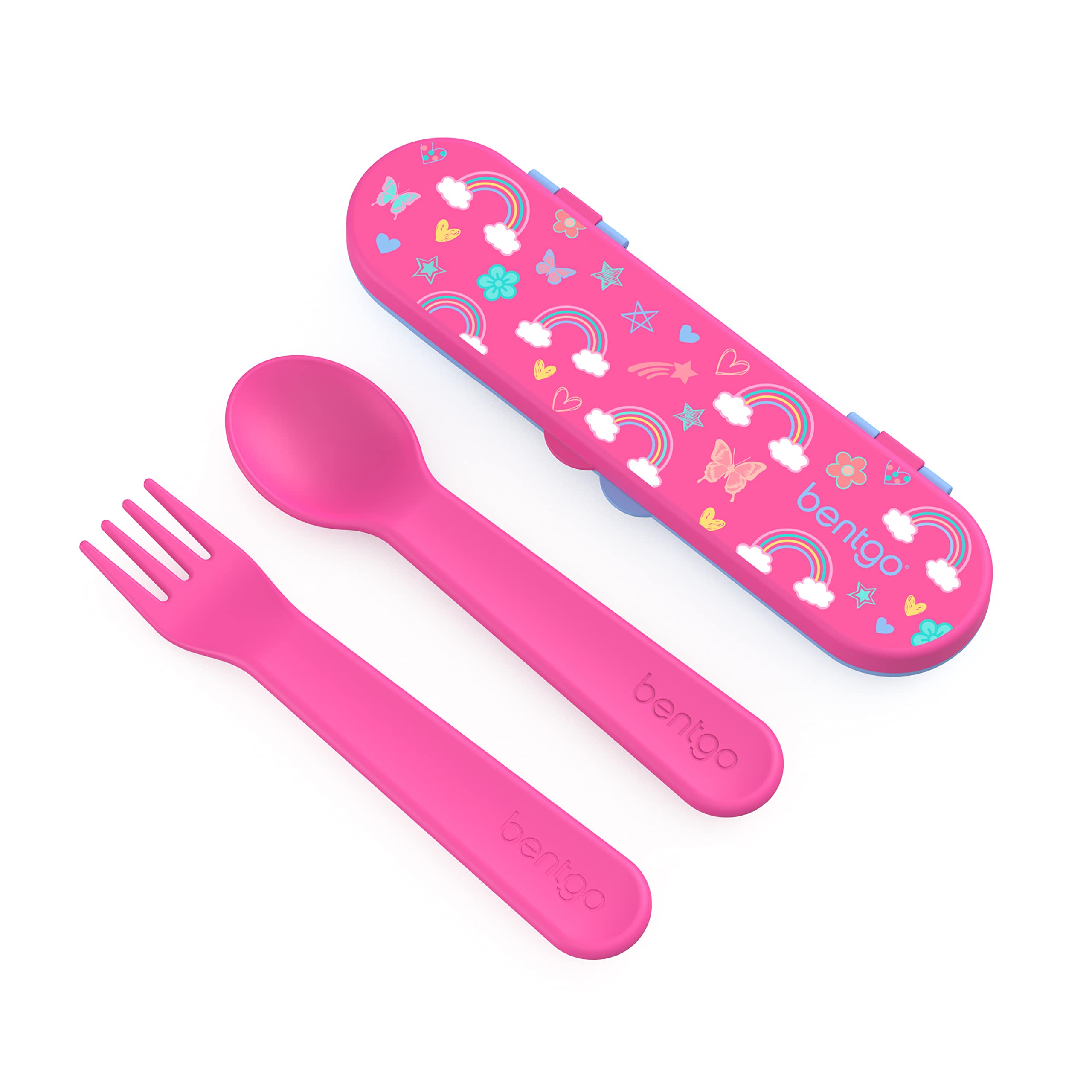 Bentgo? Kids Utensil Set - Reusable Plastic Fork, Spoon & Storage Case BPA-Free Materials, Easy-Grip Handles, Dishwasher Safe Id
