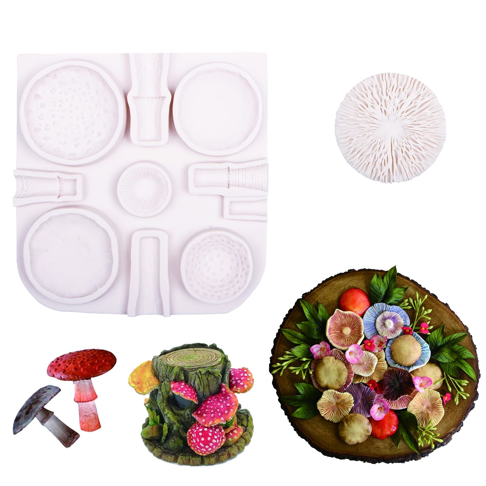 Mushroom Fondant Silicone Molds 2 Pcs, Toadstools Chocolate Cake Decoration Candy Mold For Sugar Cupcake Topper Mushroom Party P