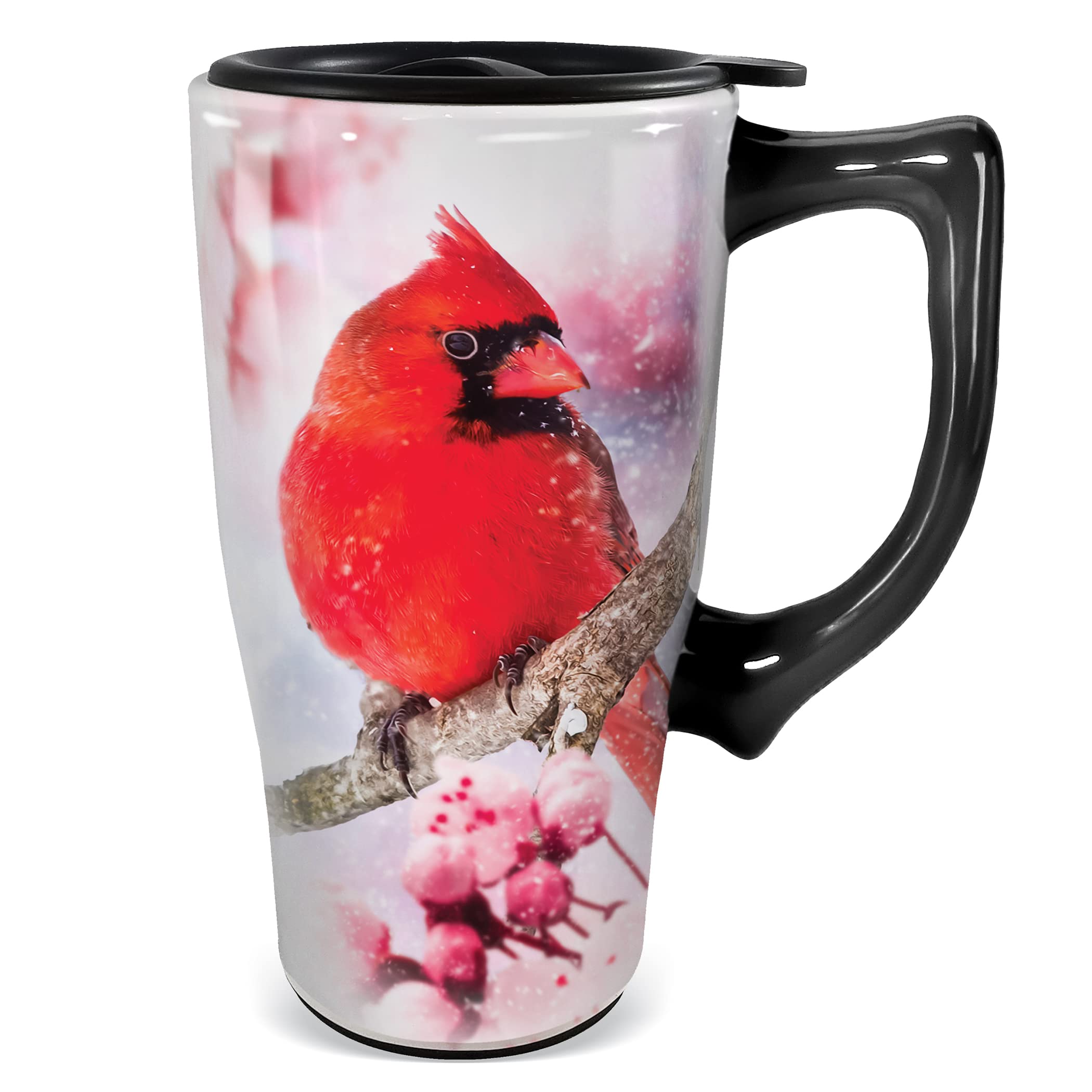 Spoontiques 12569 Cardinal Travel Mug, 18 Oz, Ceramic