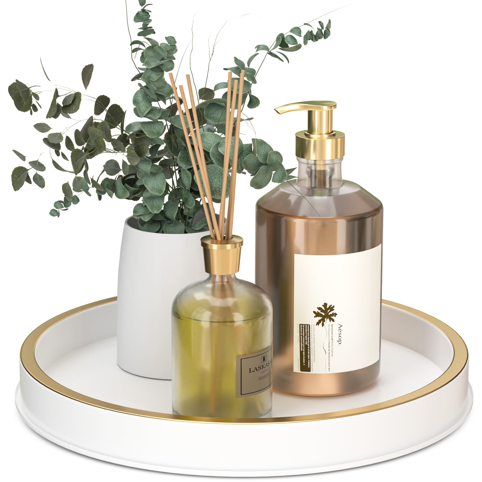 Hgf Bathroom Tray For Sponge And Soap, 10 Inch Metal Iron Round Decorative Tray For Kitchen Counter Sink Countertop Organizer, P