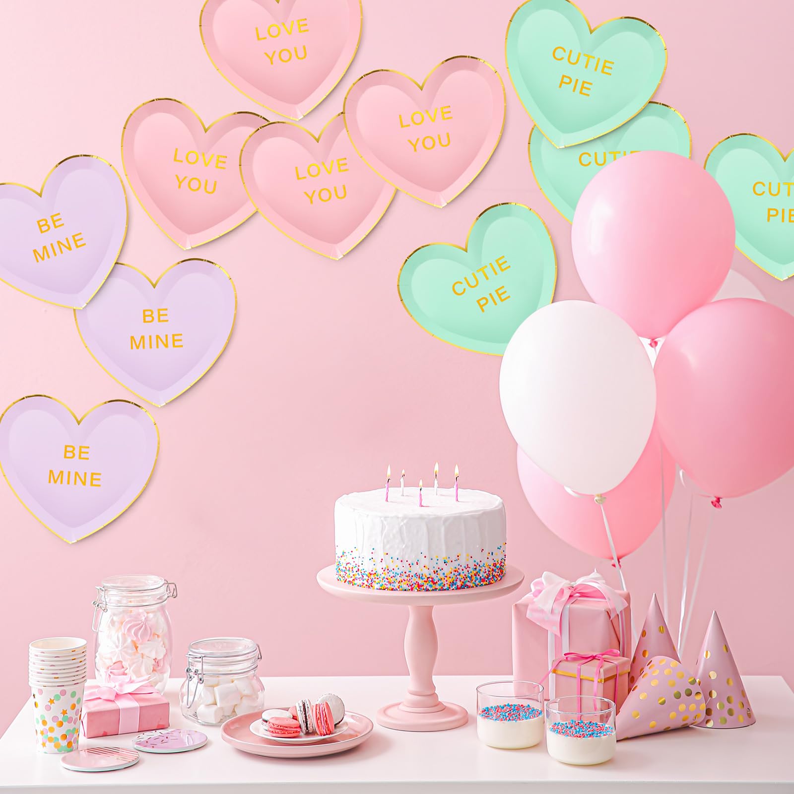 Suclain 36 Pcs Valentine'S Day Paper Plates 9'' Heart Shaped Paper Plates Disposable Heart Tableware Valentine'S Day Party Dinne