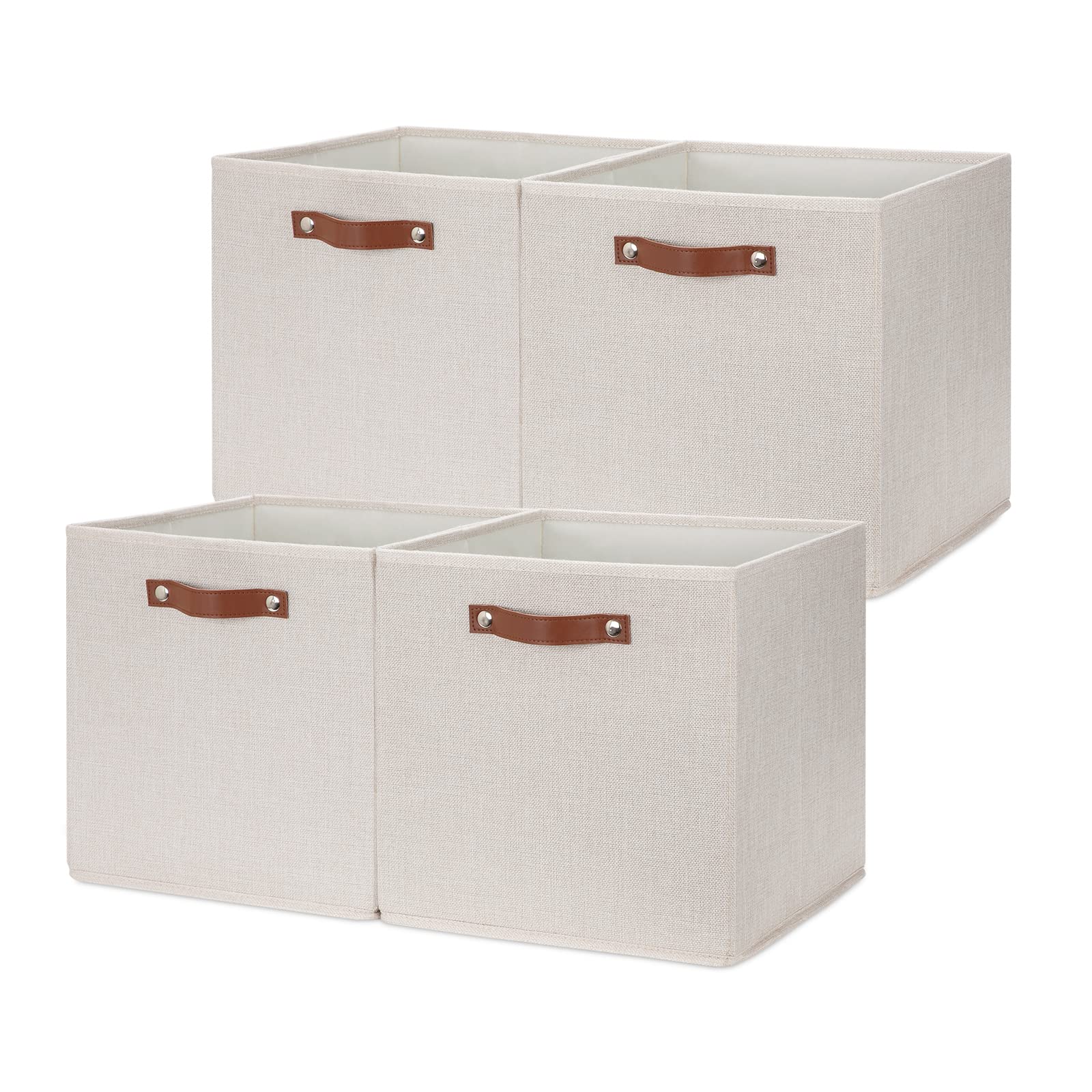 Hnzige Large Storage Baskets Set Of 4 Bins Collapsible Storage Baskets,13X13 Storage Cube Bins With Handles,Foldable Storage Cub