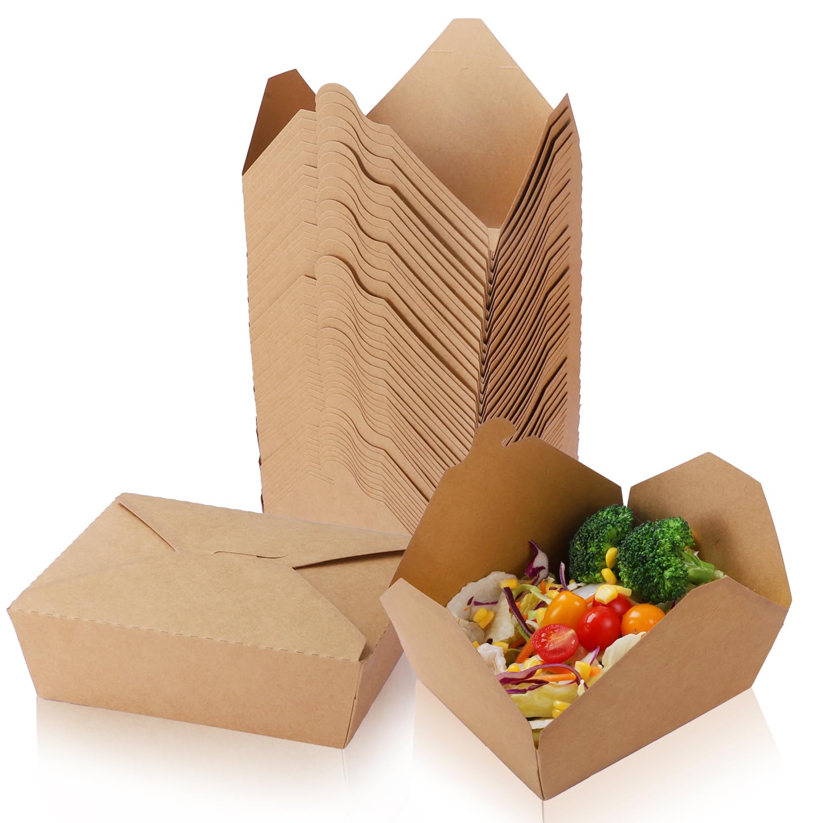 zmybcpack 50 Pack Kraft Take Out Food Boxes, 36OZ Paper To Go Boxes