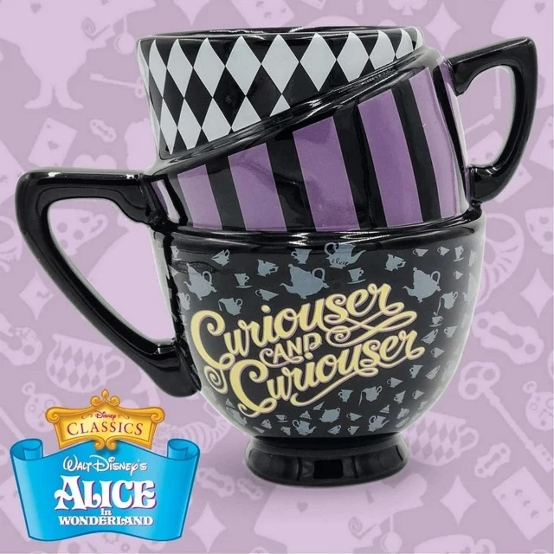 Silver Buffalo Disney Tim Burton Alice In Wonderland Stacked Teacup 3D Sculpted Ceramic Coffee Mug, 20 Ounces