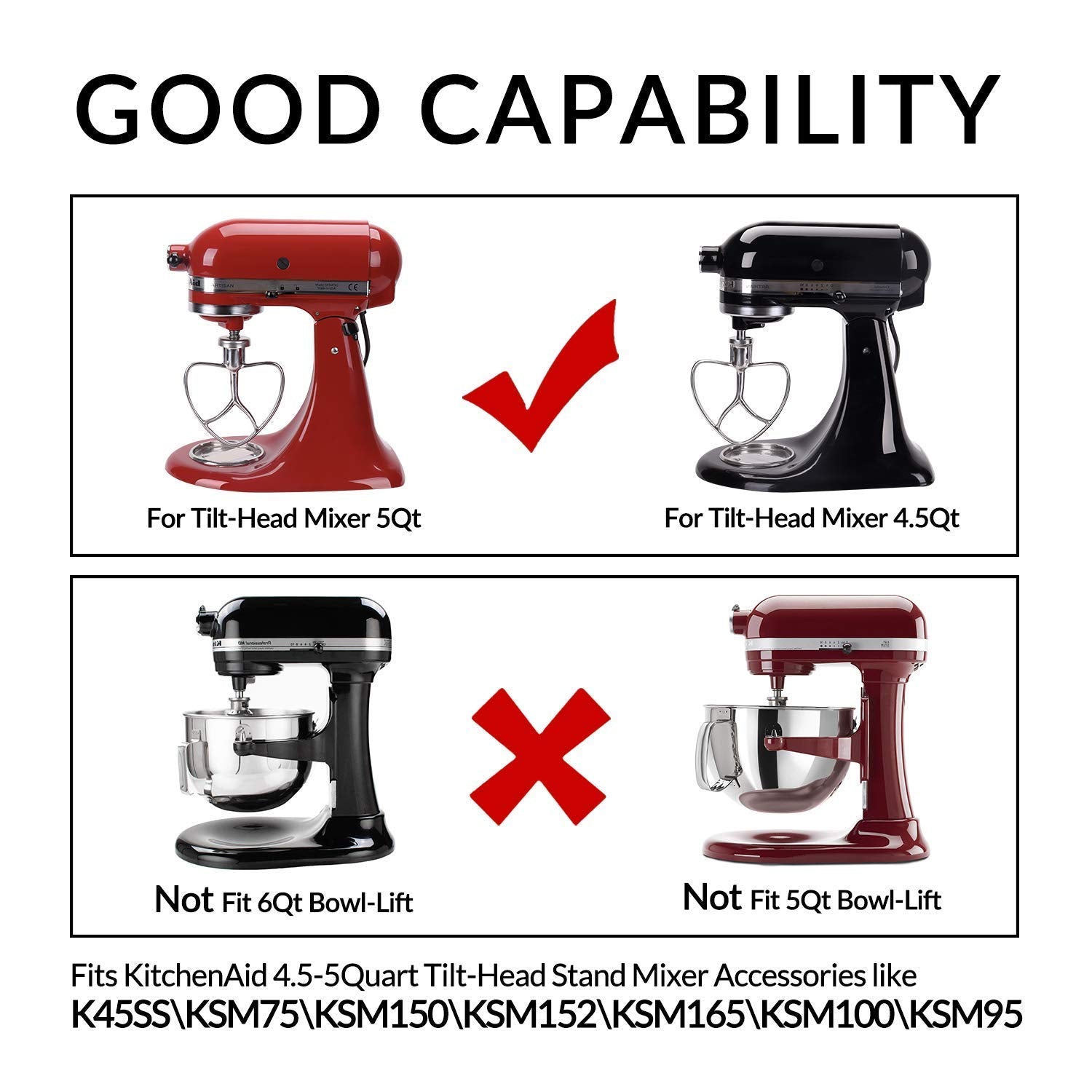 Geesta Polished Stainless Steel Flat Beater For Kitchen Aid 4.5 Qt - 5 Qt Tilt-Stand Mixer Attachments For Kitchen Paddle, Bakin