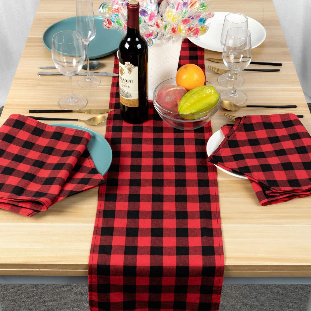 3 Pack Buffalo Check Table Runners Red and Black Plaid Table Runner for Christmas Dinner  Lumberjack Party  Outdoor or Indoor Gatherings Table Home Decorations 12''x108''