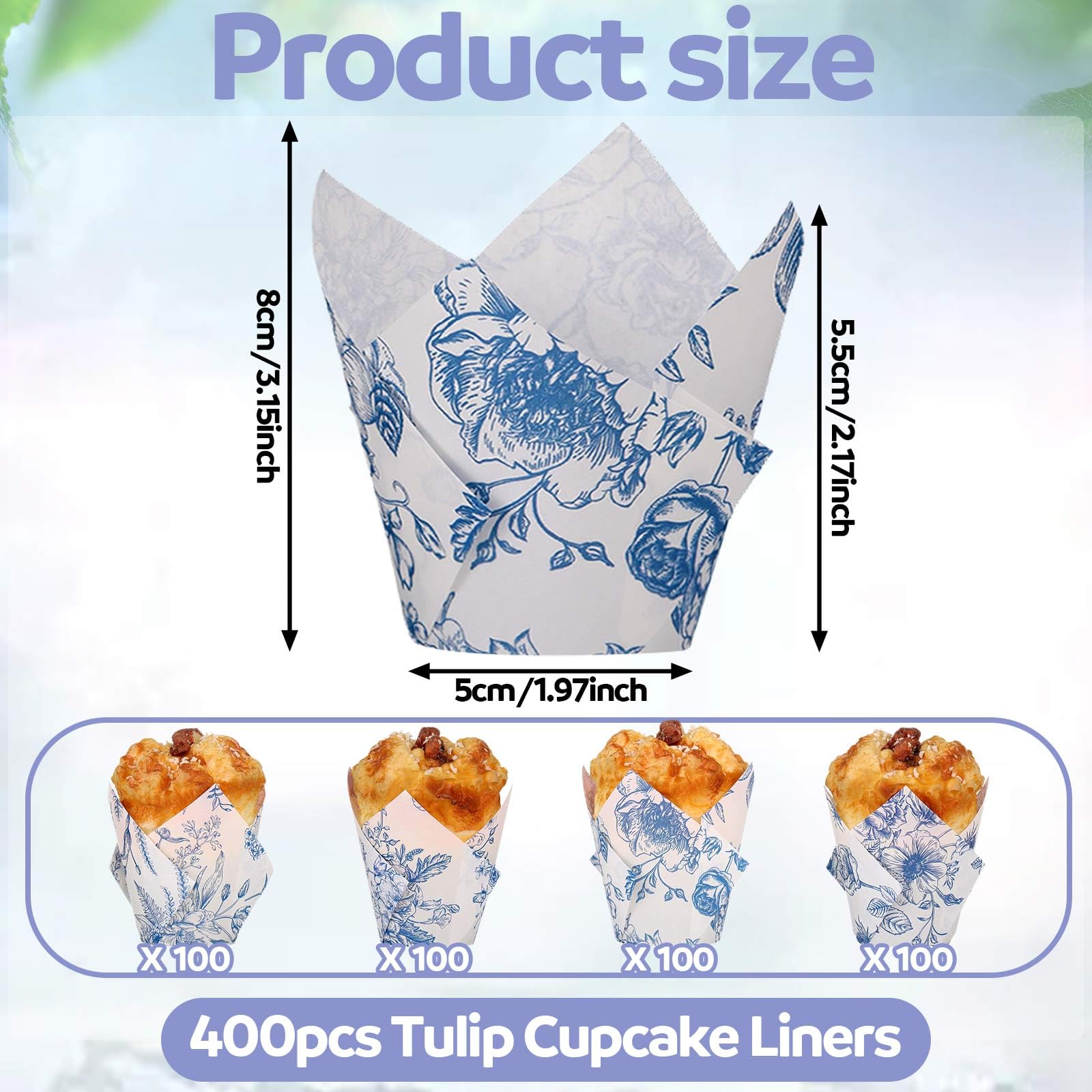 400 Pcs Floral Baking Cups Paper Cupcake Liners Muffin Liners Watercolor Flower Cupcake Wrappers For Tea Party Wedding Birthday