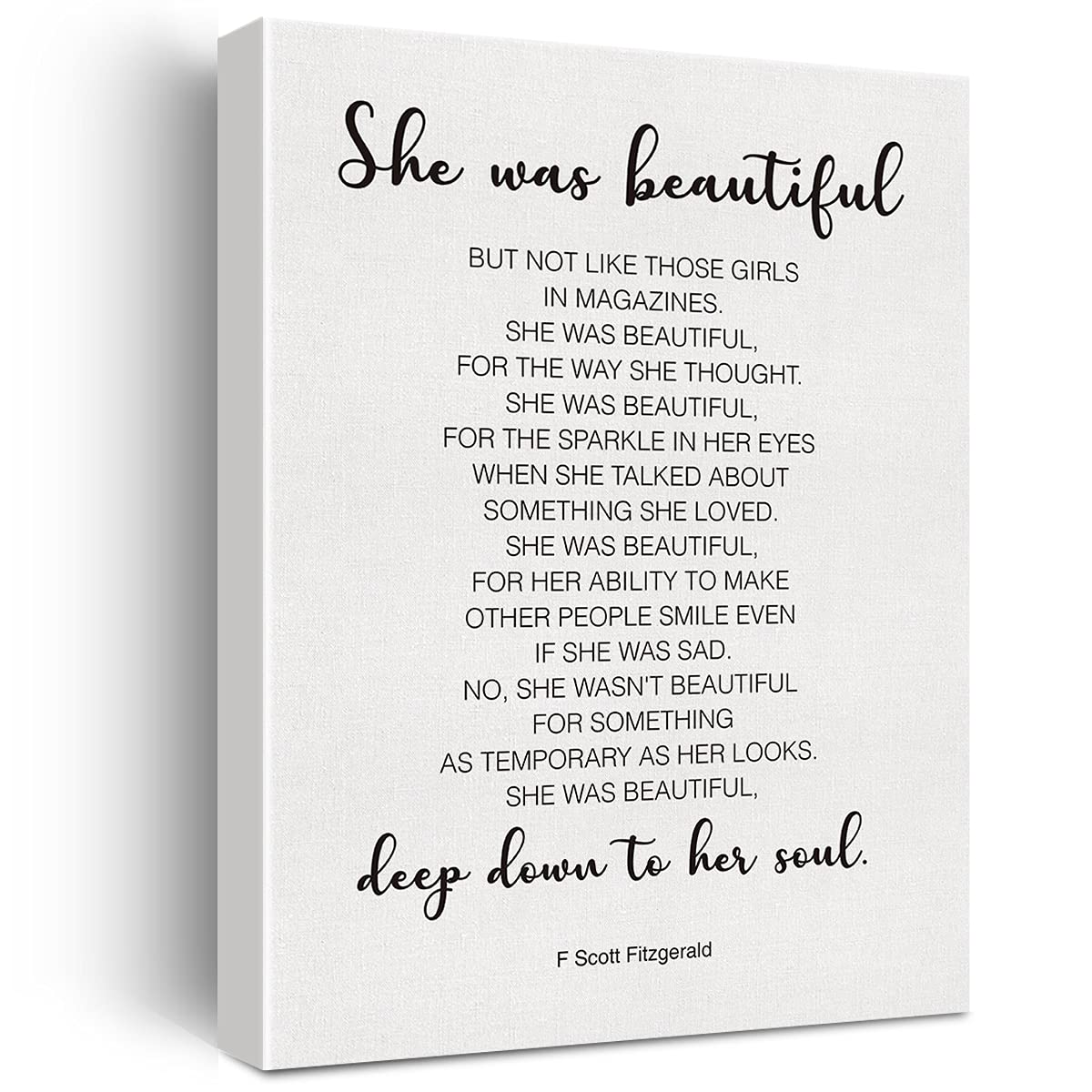 Inspirational Wall Decor She Was Beautiful F. Scott Fitzgerald Quote Canvas Painting Prints For Home Dining Room Living Room Wal