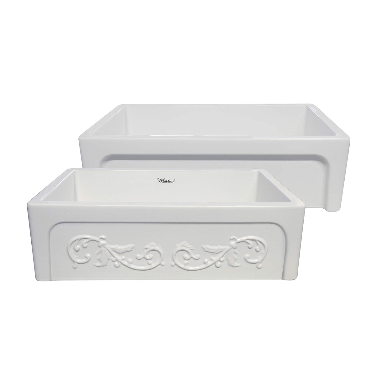 Whitehaus Collection Whsiv3333-White St. Ives Kitchen, Front Apron, Undermount, Fireclay Sink, Large, White