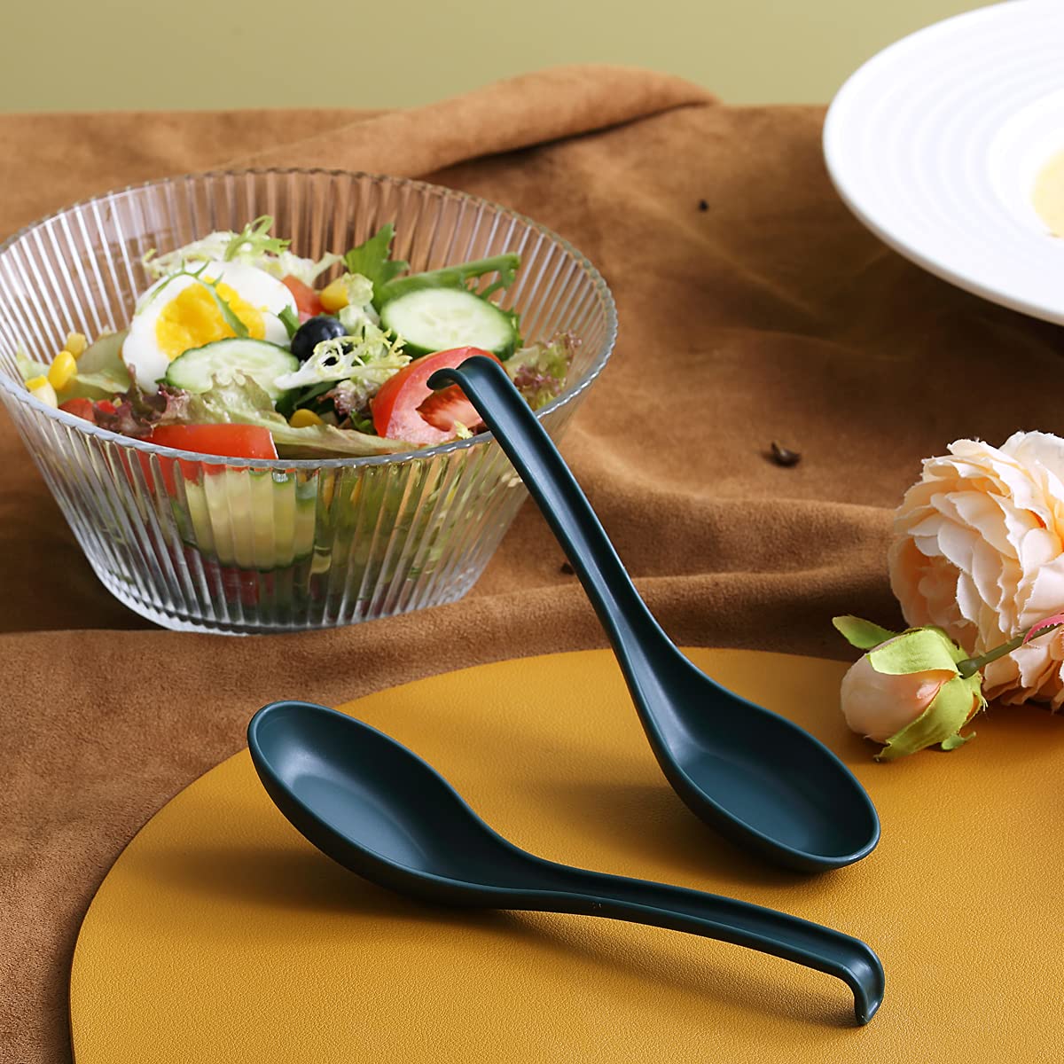 Evanda Soup Spoon, Eco Friendly Dinner Spoon,Made Of Food Grade Pp, Bpa Free,Easy Clean,Dishwasher Safe Set Of 12(Dark Green)