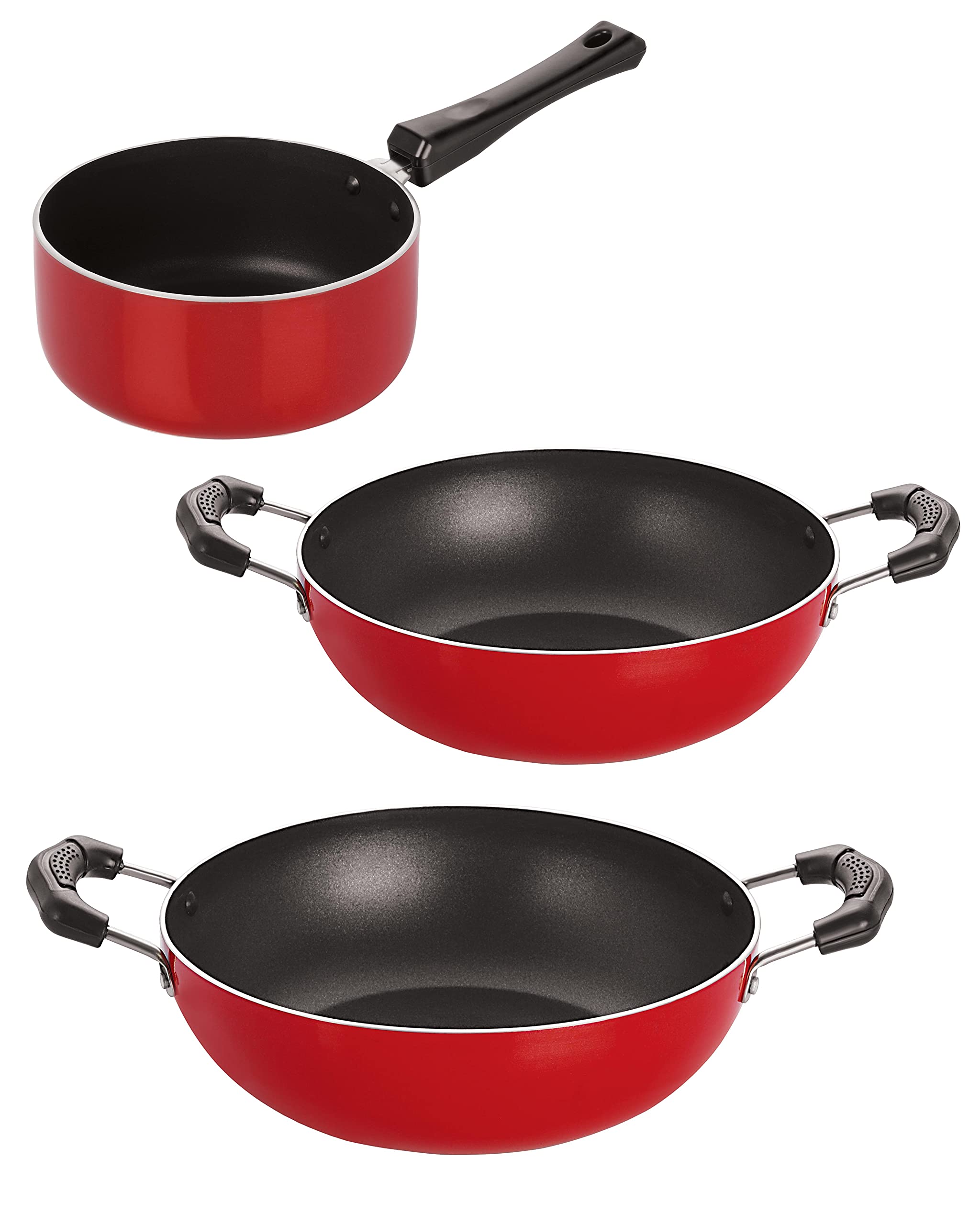 Nirlon Special Aluminum NonStick Kitchen Vessel Cooking Pan And Pot Cookware Set