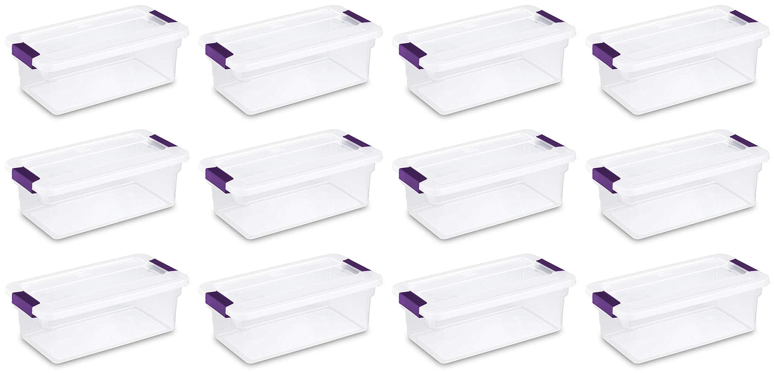 Sterilite 6 Qt Clearview Latch Box, Stackable Storage Bin With Latching Lid, Organize Clothes, Shoes In A Closet, Clear Base And