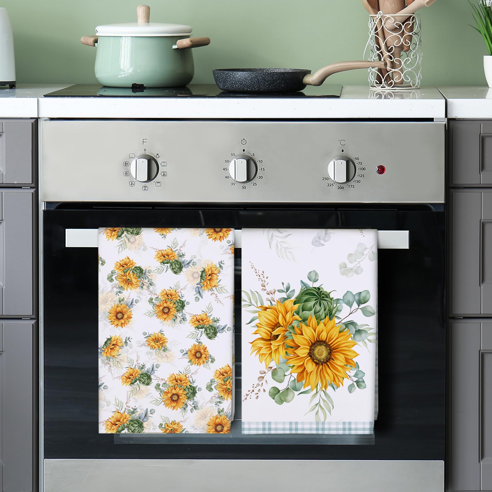 Arquiel Sunflower Kitchen Towel 100% Cotton Quick Dry Dish Towels 20 X 27.5Inch, Dishcloth Hand Towels For Housewarming Gifts Di
