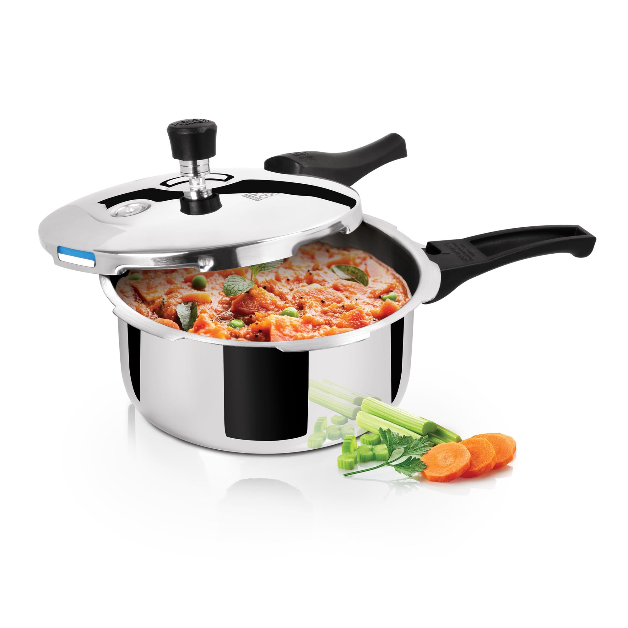 Milton Pro Cook Triply Pressure Cooker Stainless Steel With Outer Lid, 2 Litres, Induction And Gas Stove Compatible, Gasket Rele