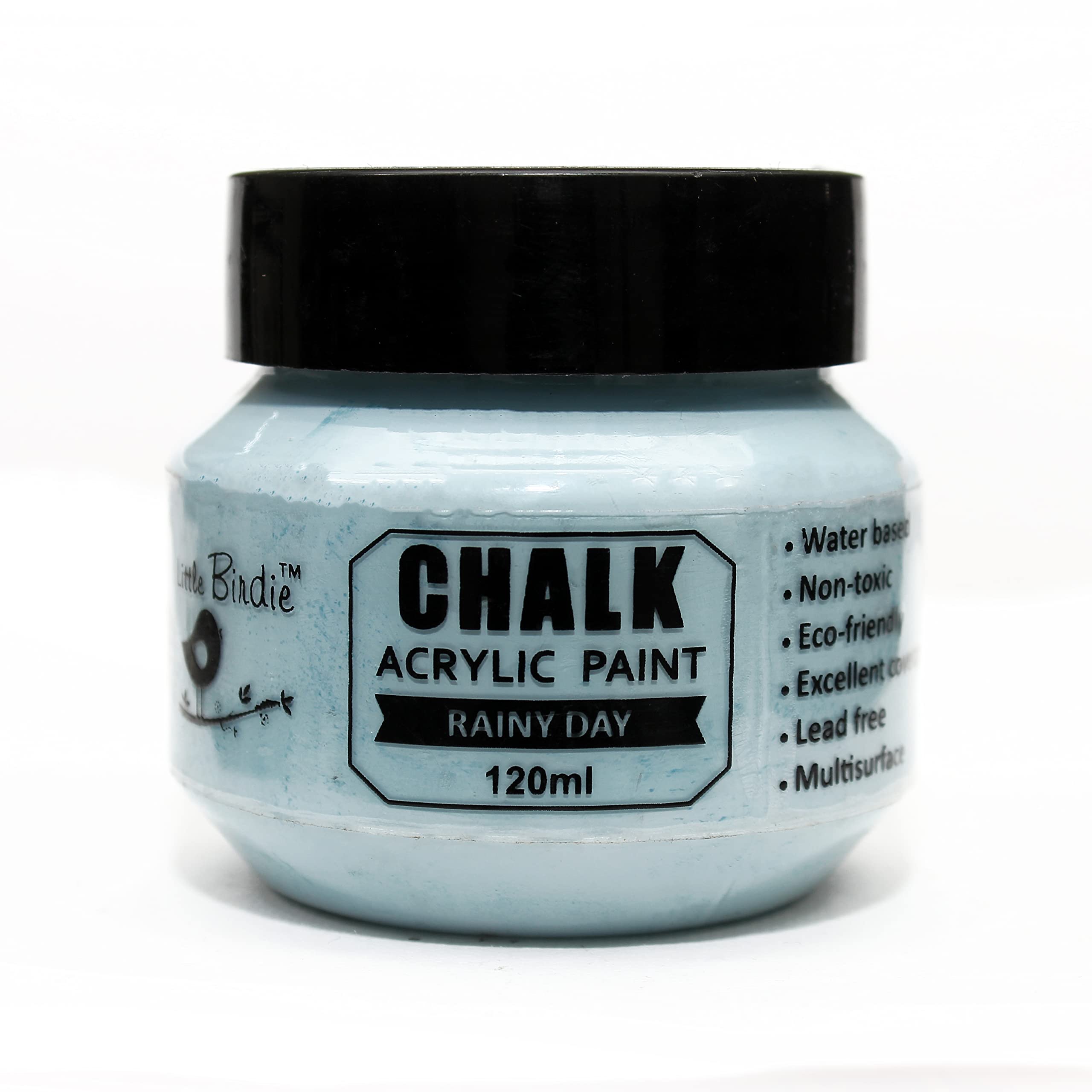 Little Birdie Home Decor Chalk Paint Rainy Day - 120Ml |Chalk Paint For Wood Furniture, Wall, Home Decor, Glass, Terracotta Pots