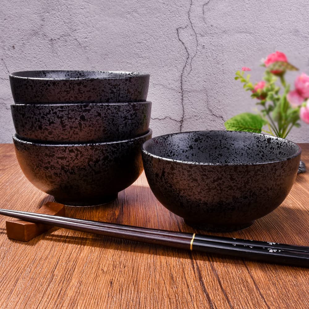 Japanese Rice Bowls Set Of 4, Ceramic Rice Bowls For Rice Soup, 4.5'' Rice Bowls