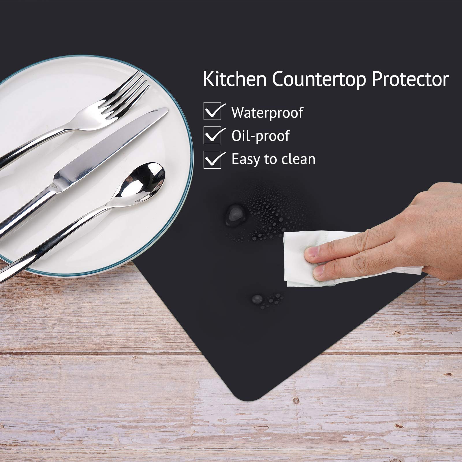 Gartful Silicone Mats For Kitchen Counter, Thicker 0.06'', 25 X 17 Inches Multipurpose Table Mat, Silicone Pad Desk Work Mat, No